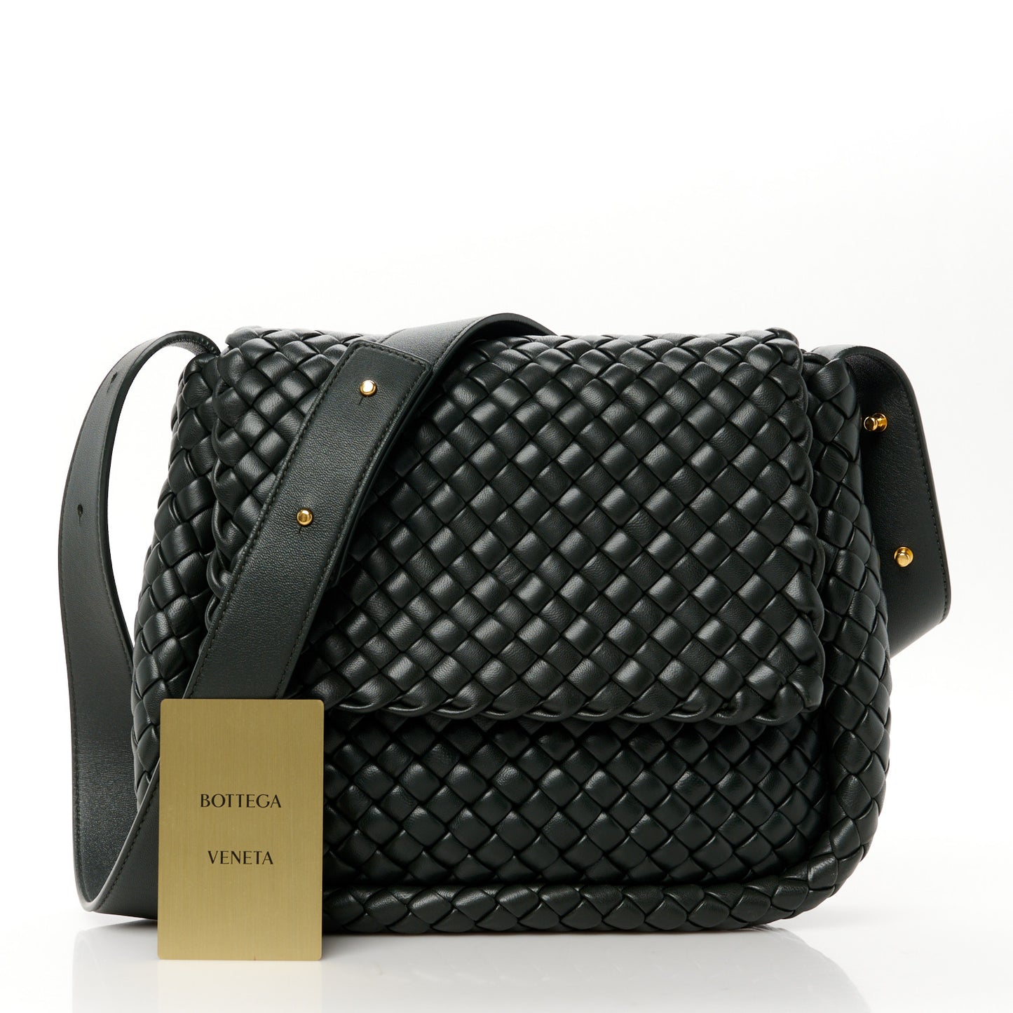 Nappa Intrecciato Small Cobble Shoulder Bag Dark Green