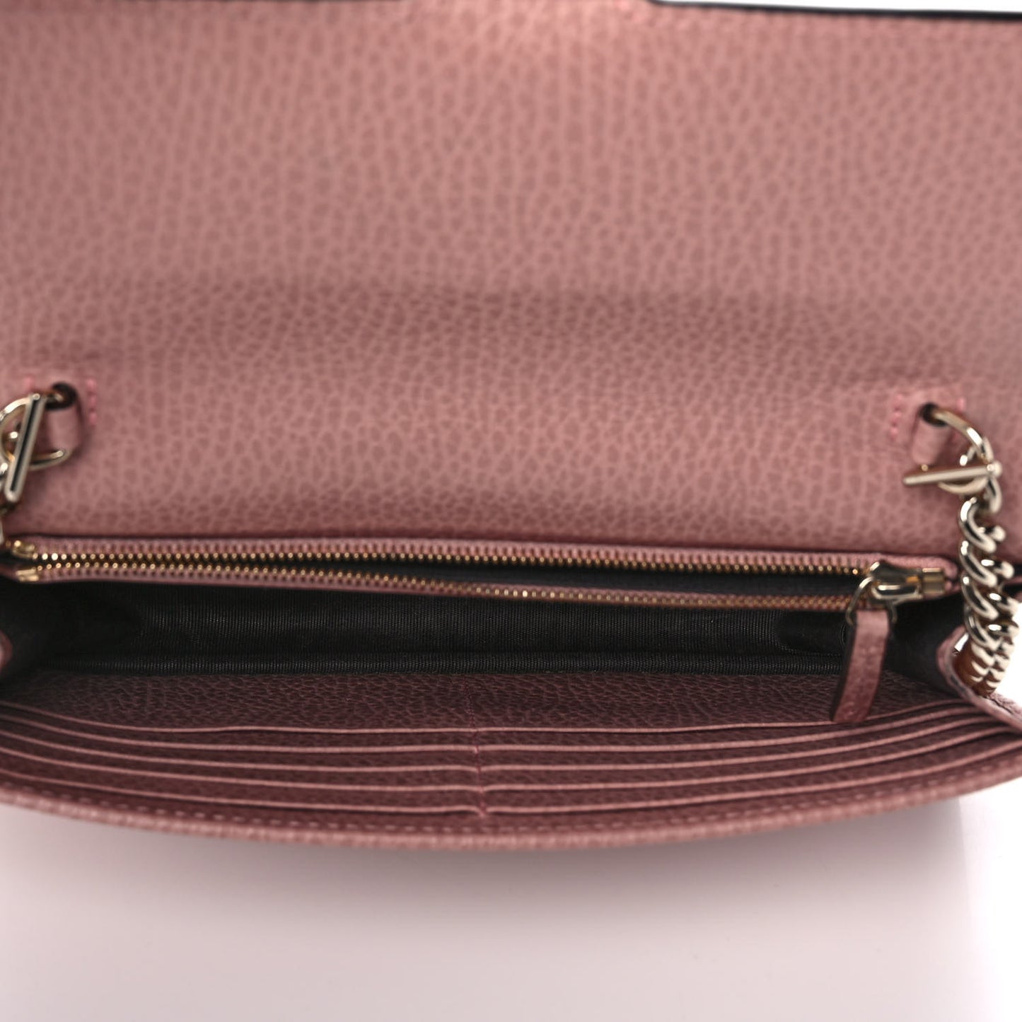 Dollar Calfskin Interlocking G Chain Wallet Soft Pink
