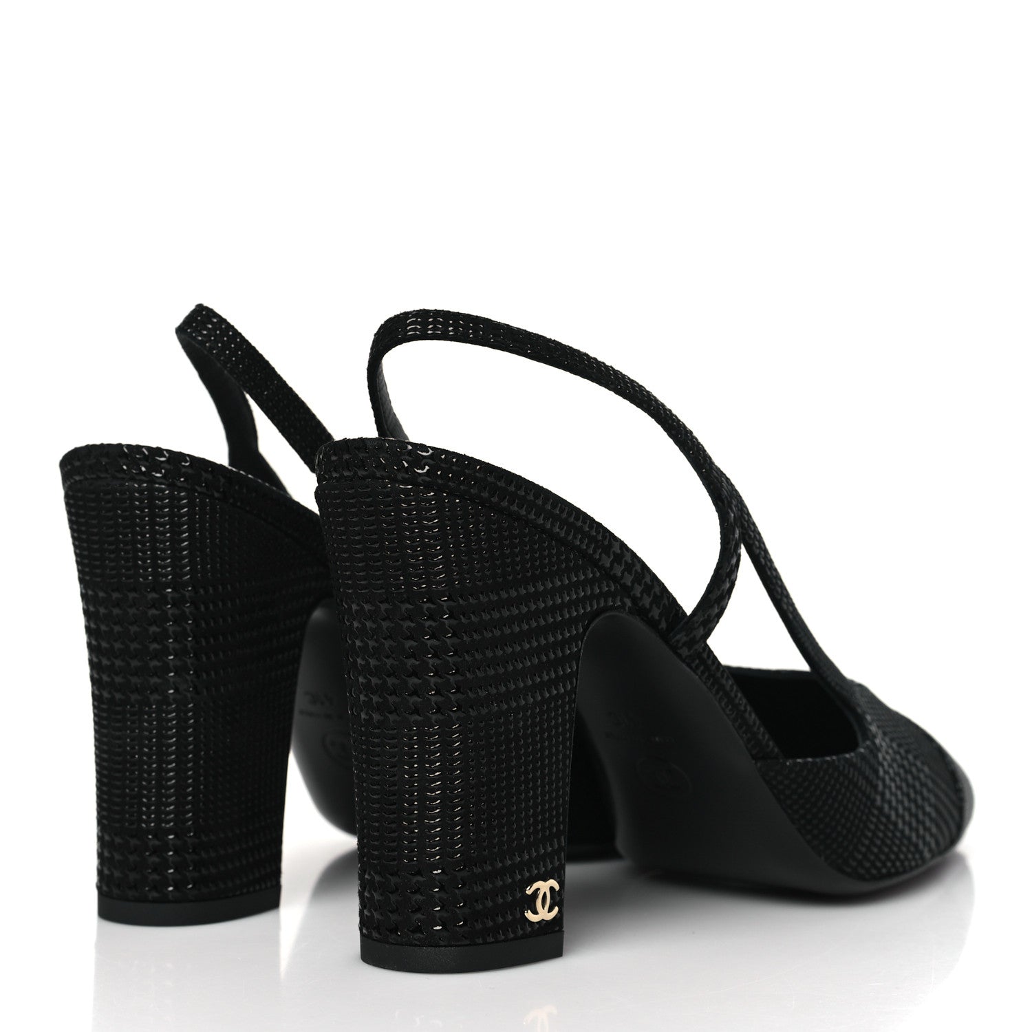 Chanel Strass Cap Toe CC Slingback Pumps 41 Black 4 of 9