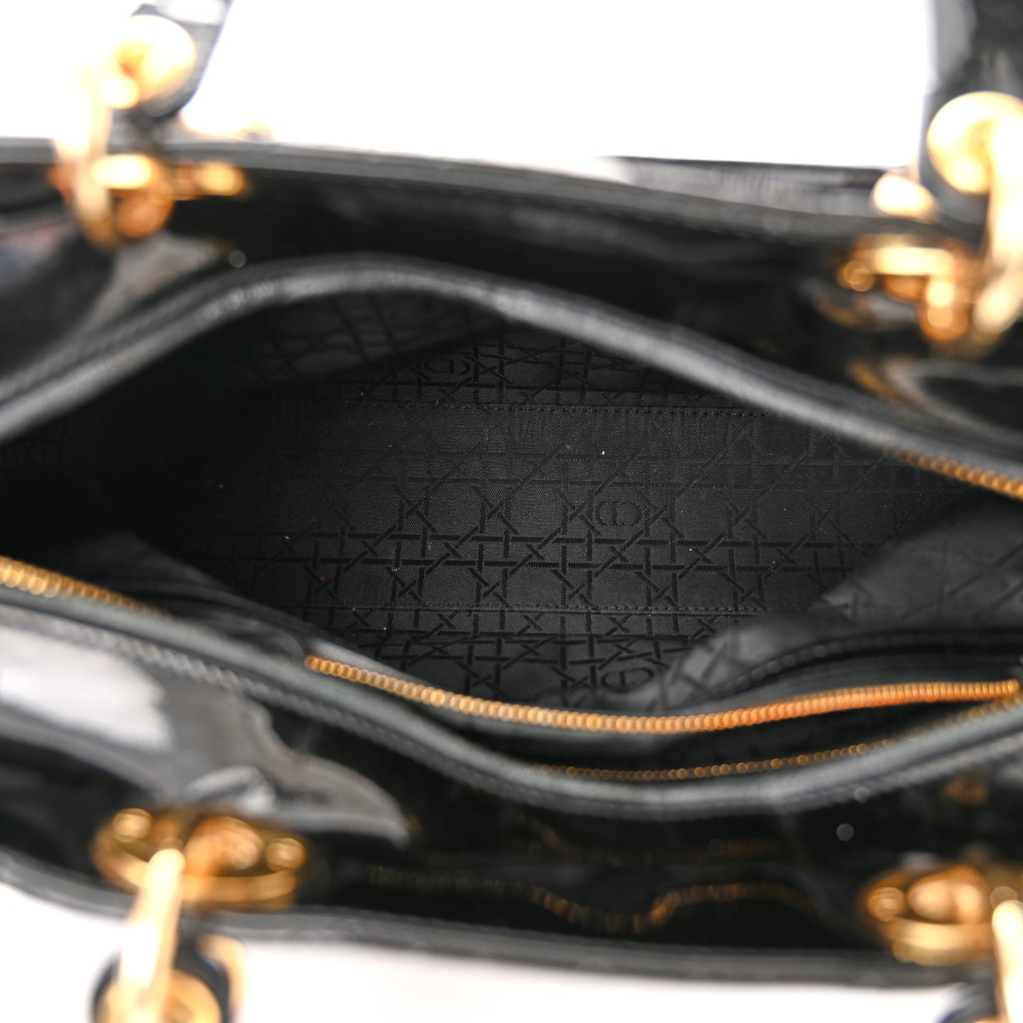 Patent Cannage Large Lady Dior Black