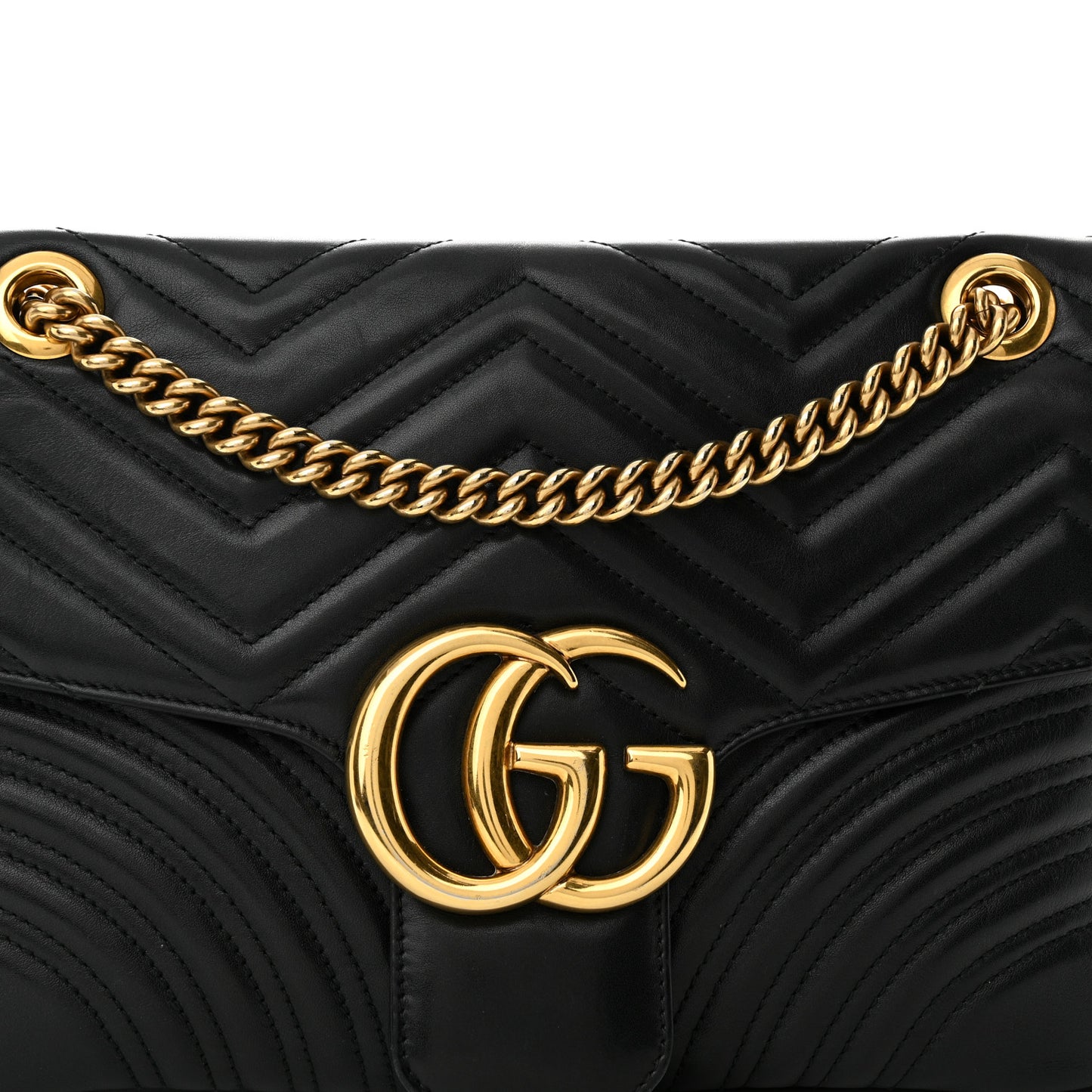 Calfskin Matelasse Medium GG Marmont Shoulder Bag Black