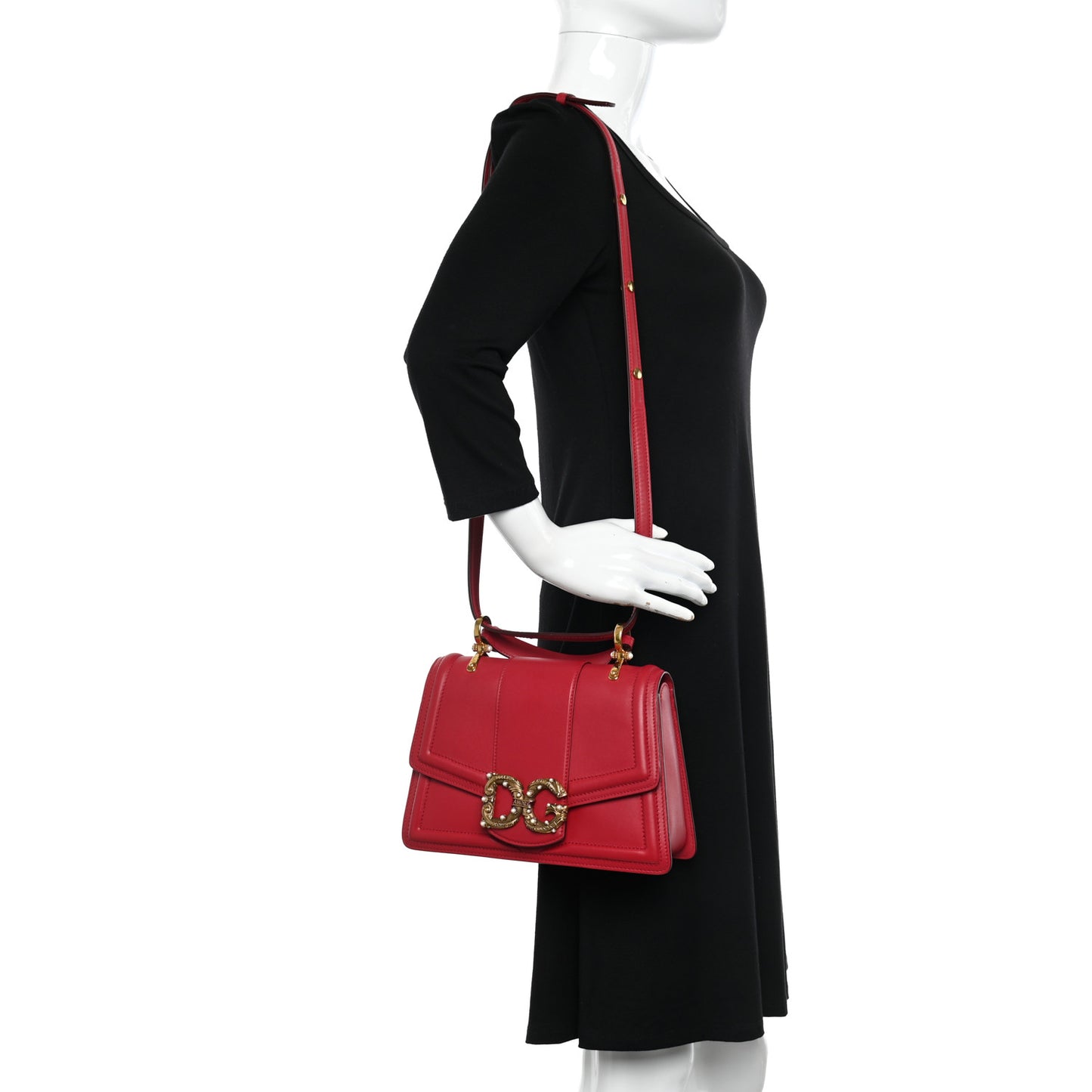 Smooth Calfskin Small DG Amore Top Handle Bag Red