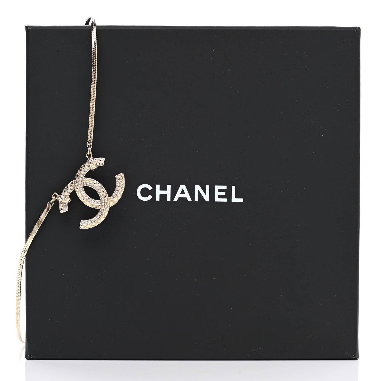 Chanel Crystal Textured CC Pendant Necklace Gold 7 of 7