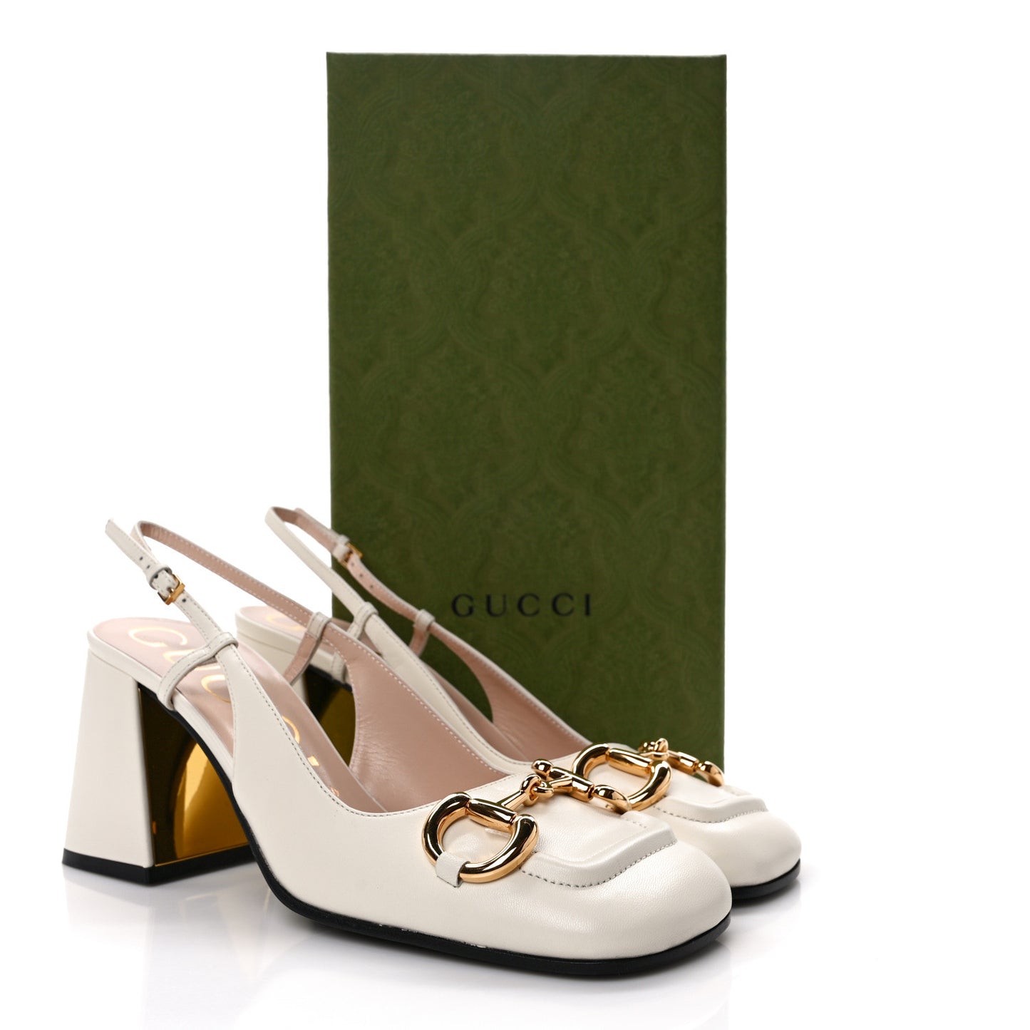 Malaga Kid Horsebit 75mm Slingback Pumps 38 Mystic White