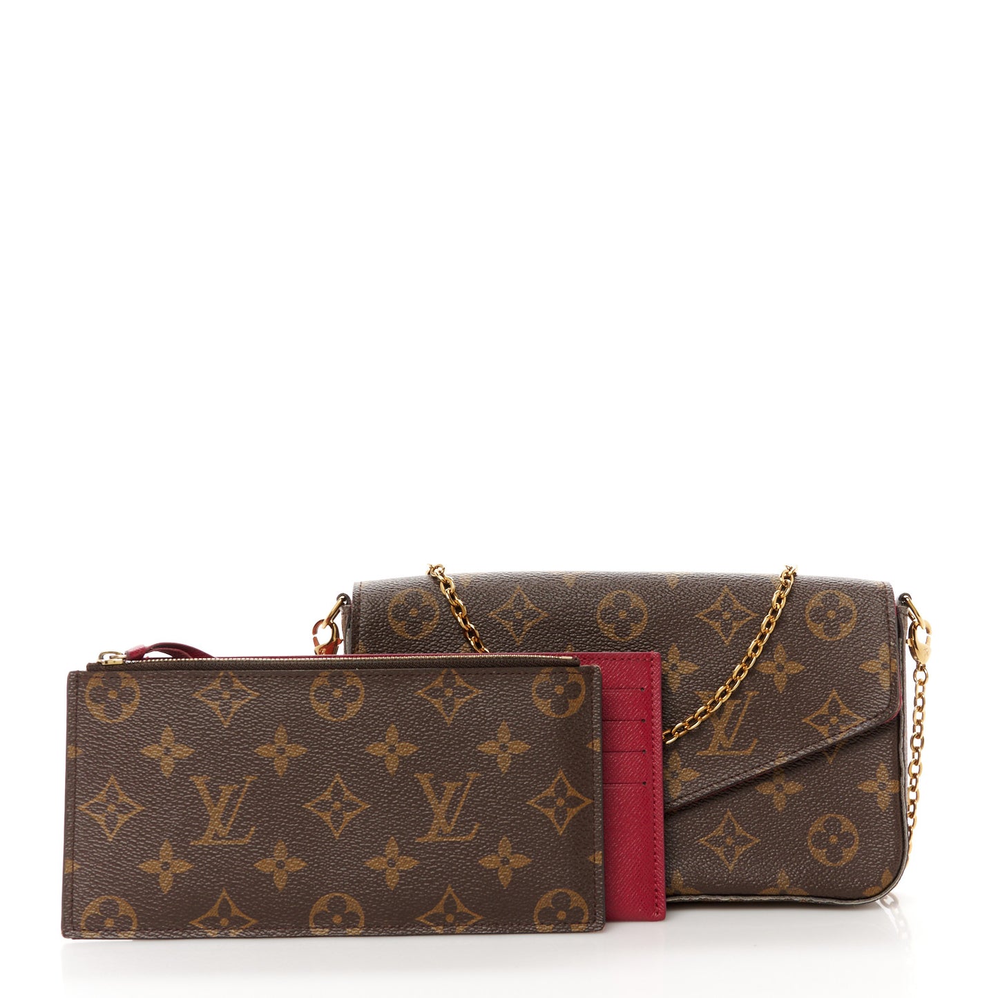 Monogram Pochette Felicie Chain Wallet Fuchsia