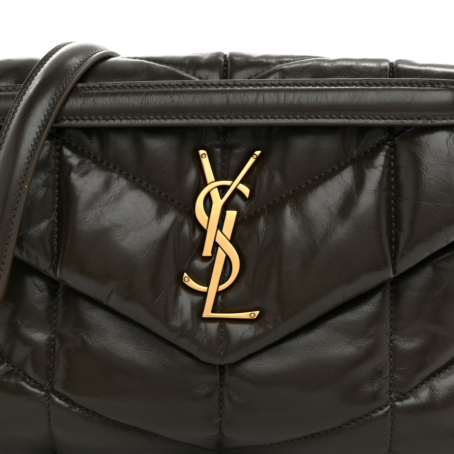 Lambskin Quilted Small Loulou Puffer Monogram Chain Satchel Light Musk
