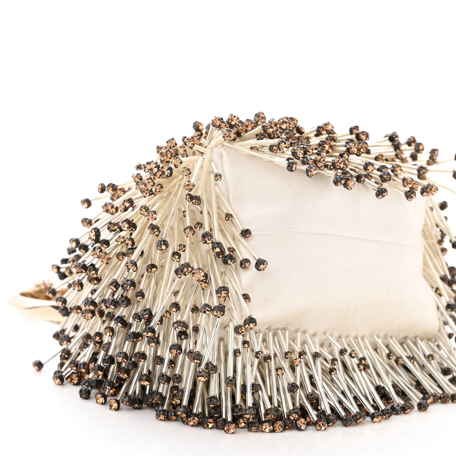Jimmy Choo Satin Beaded Crystal Embellished Mini Bon Bon Bag White Multicolor 8 of 12