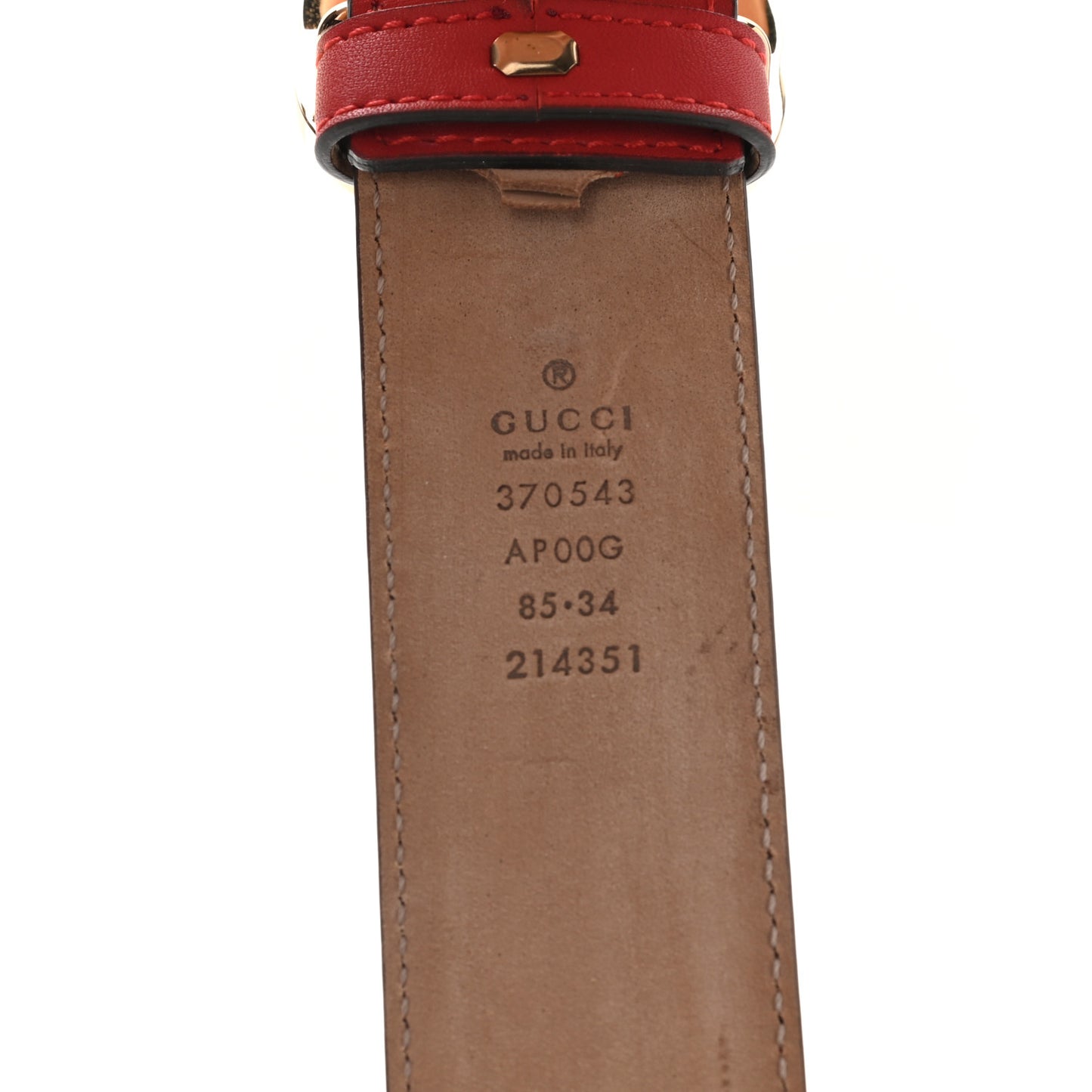 Moon Calfskin Interlocking G 37mm Belt 85 34 Tabasco