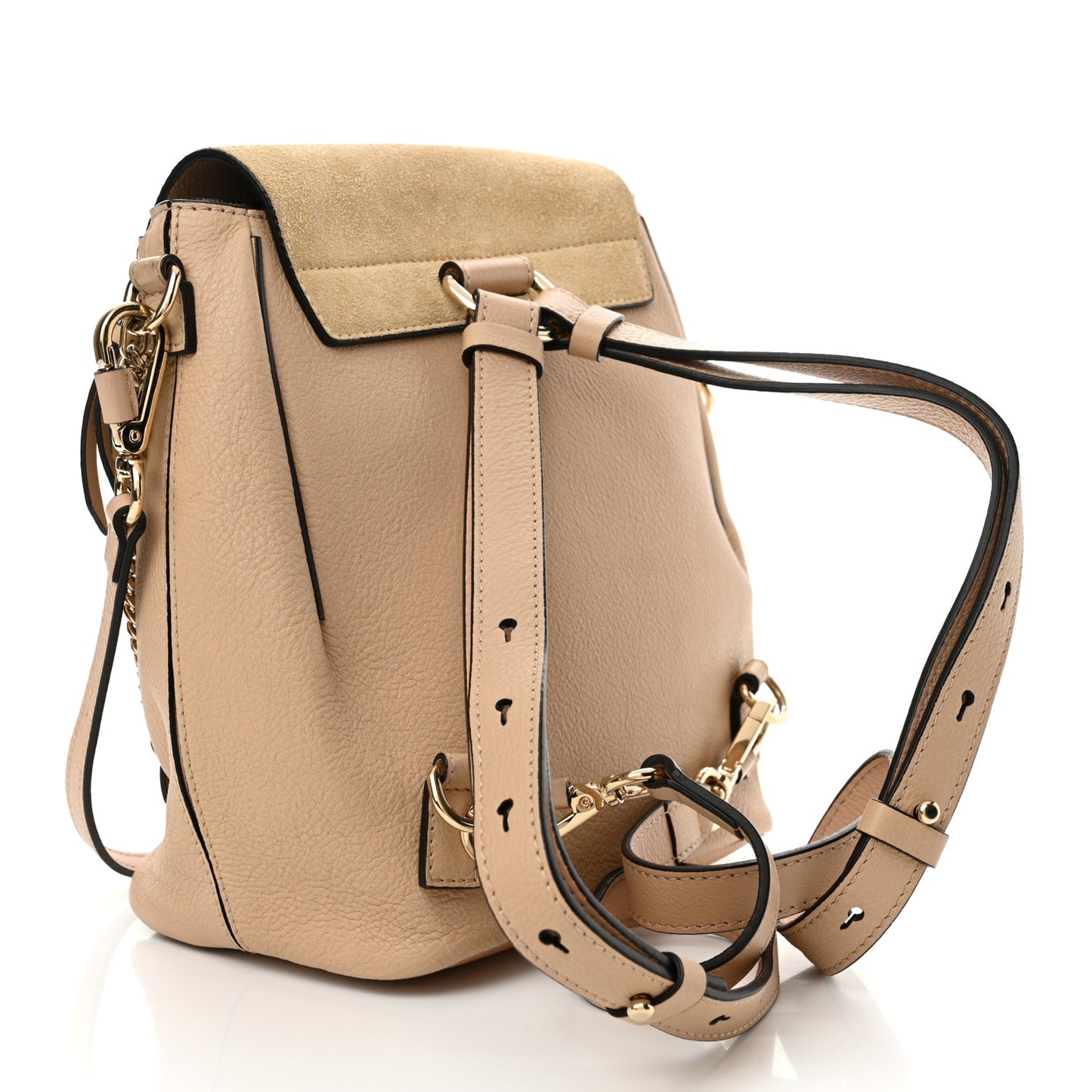 Suede Calfskin Small Faye Backpack Cement Pink