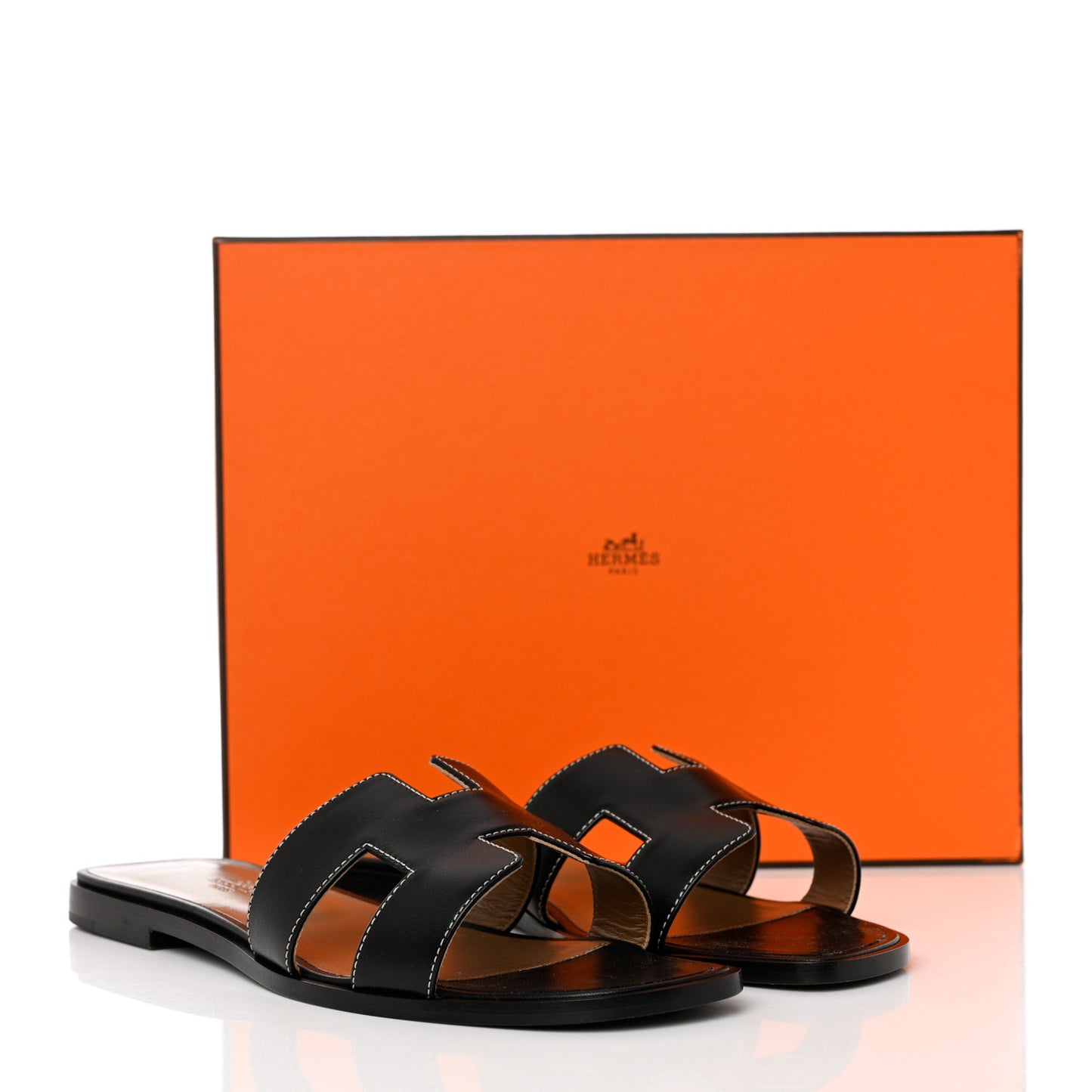 Box Calfskin Oran Sandals 39 Black
