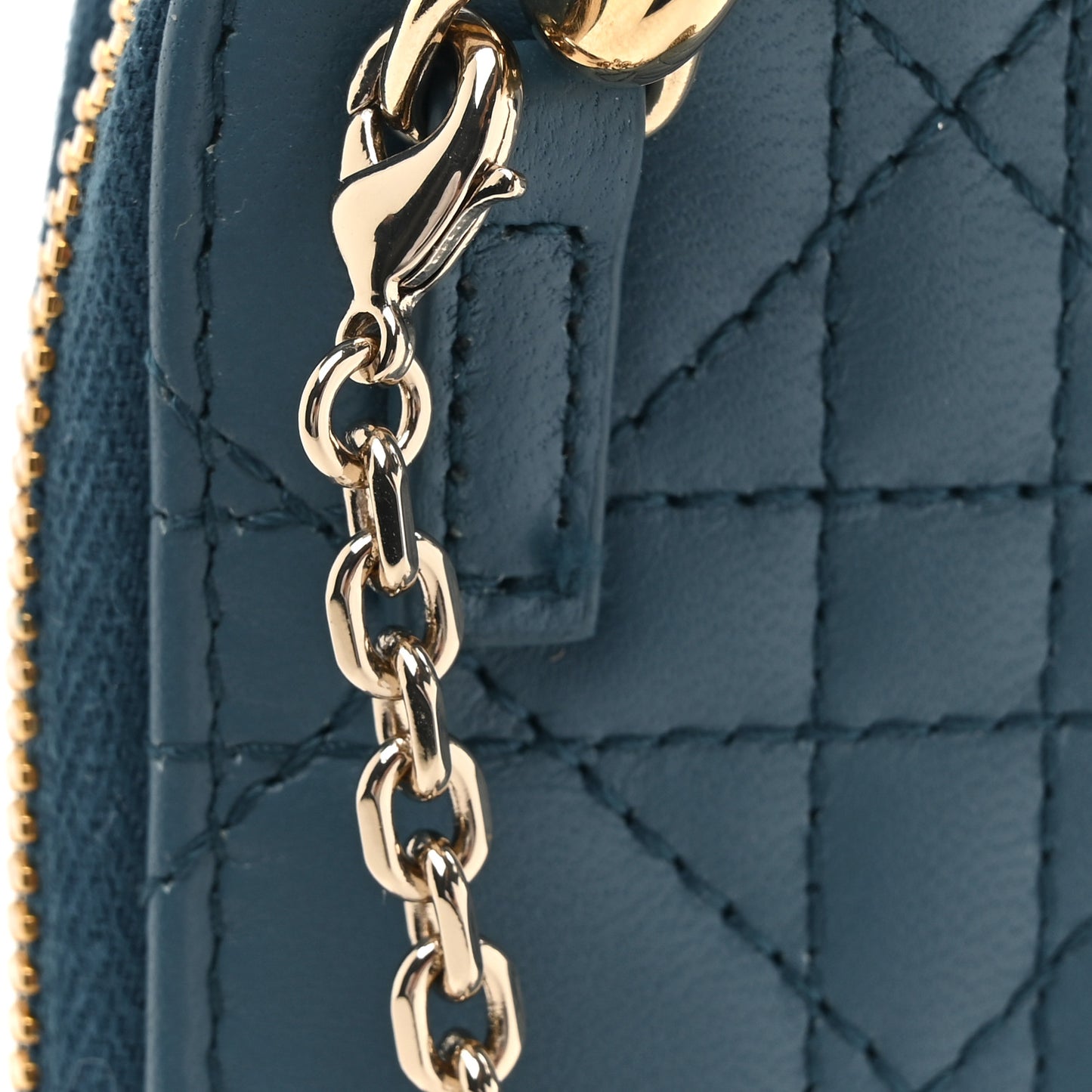 Lambskin Cannage Lady Dior Phone Holder Cloud Blue
