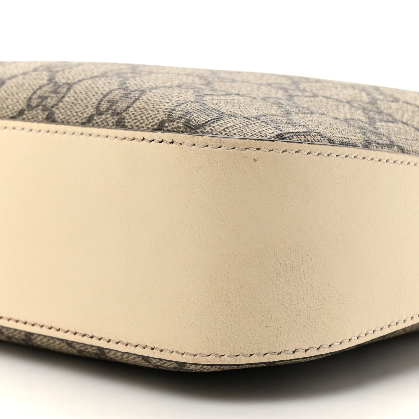 GG Supreme Monogram Moon Calfskin Medium Padlock Shoulder Bag Beige Ebony Mystic White