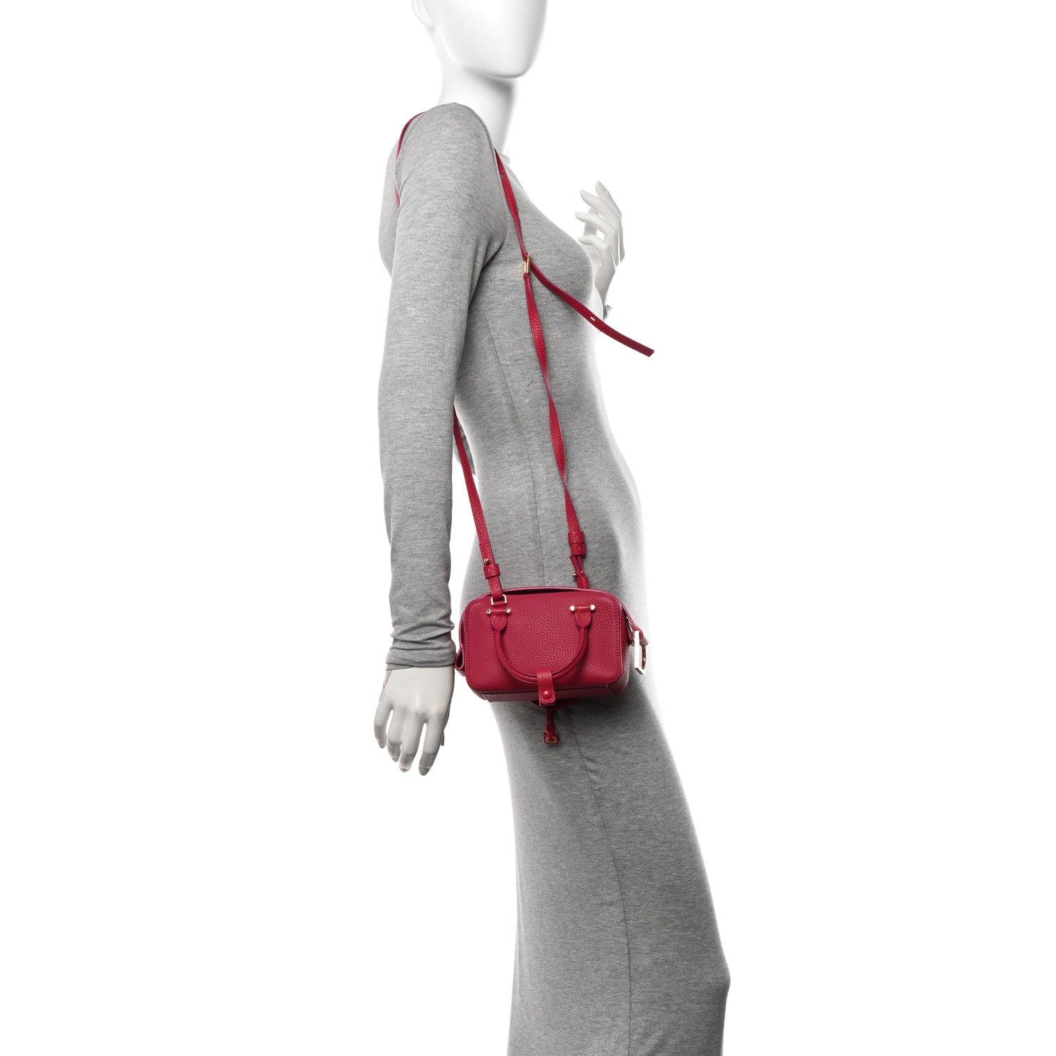 Delvaux Taurillon Soft Nano Cool Box Satchel Framboise 2 of 12