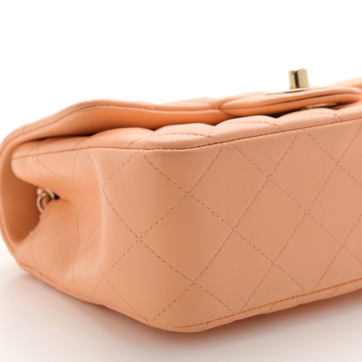 Lambskin Quilted Mini Rectangular Flap Light Orange