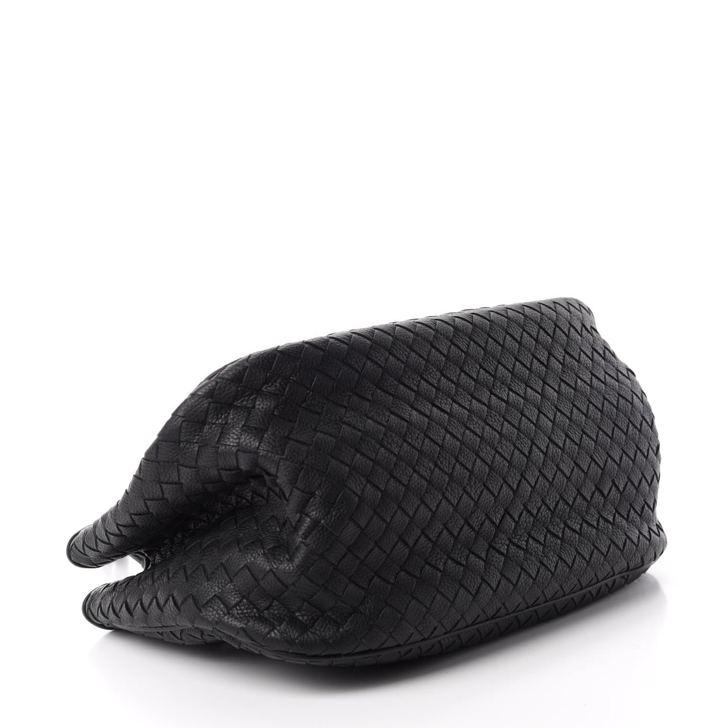 Grainy Calfskin Intrecciato Woven Tote Black