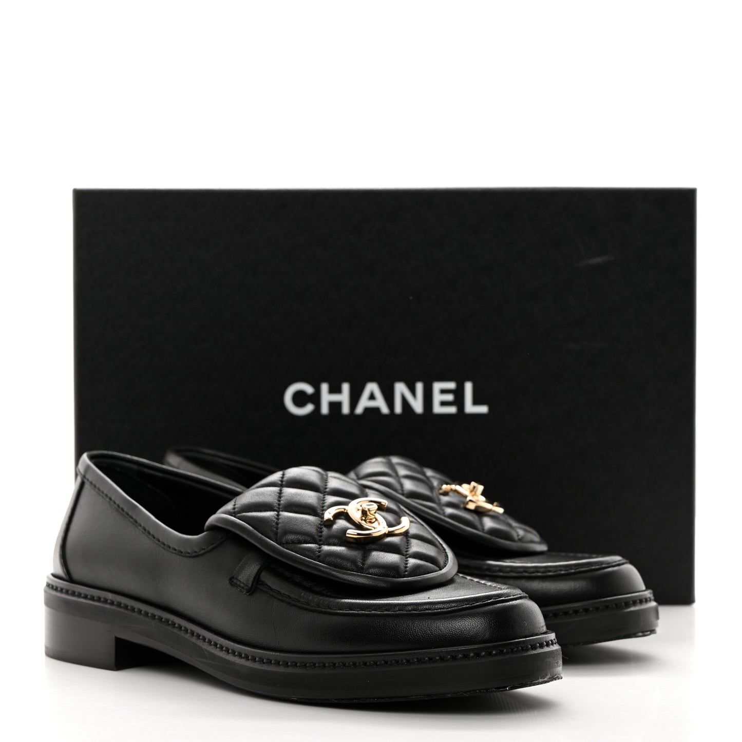 Lambskin Quilted CC Turnlock Loafers 37.5 Black