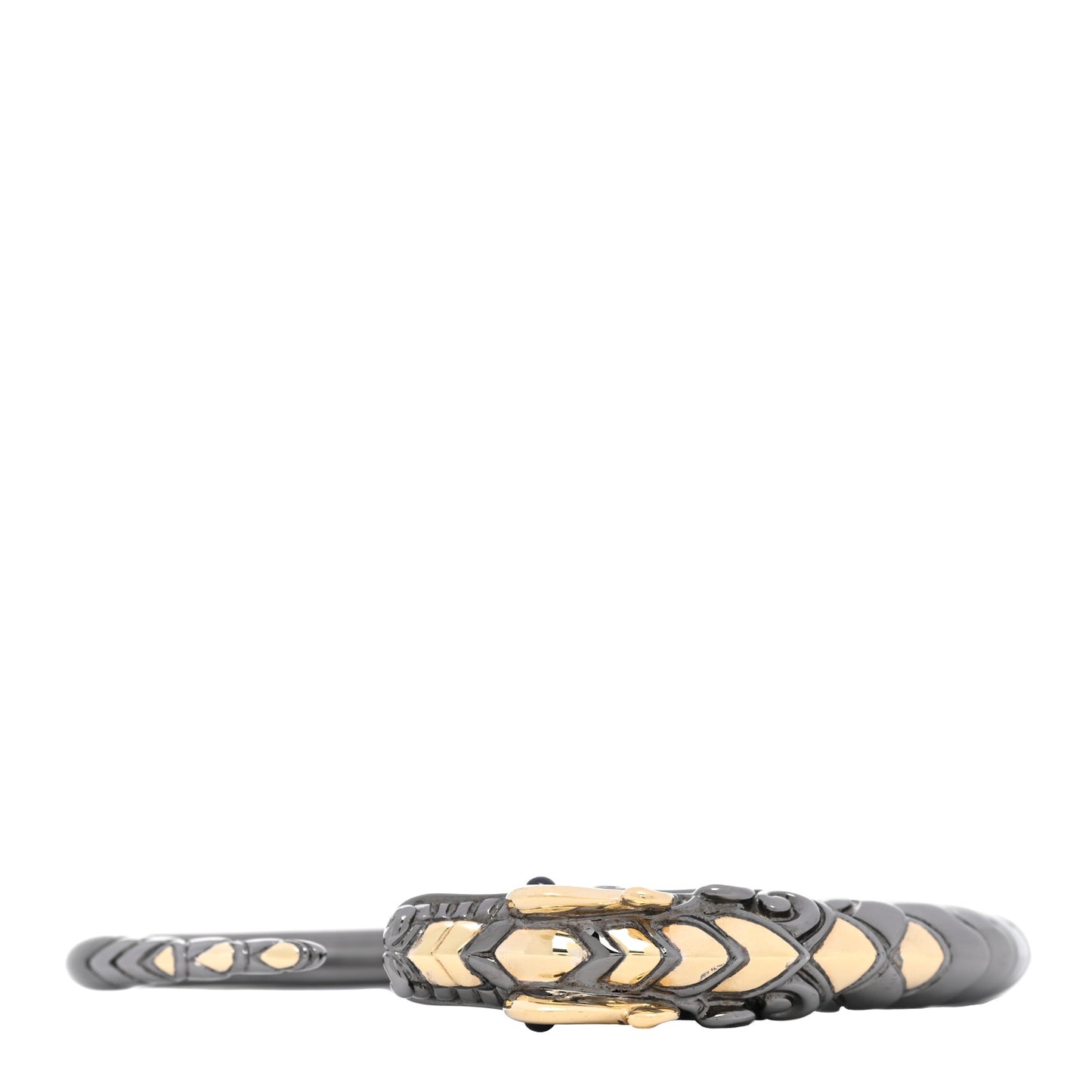 Darkened Sterling Silver 18K Yellow Gold Blue Sapphire Legends Naga Dragon Cuff Bracelet