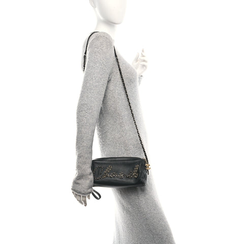Metallic Lambskin Signe Bowling Bag Black
