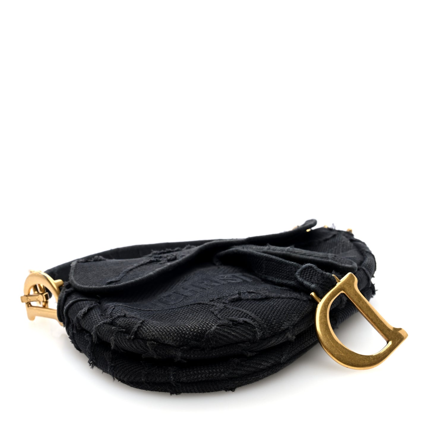 Canvas Embroidered Camouflage Saddle Bag Black