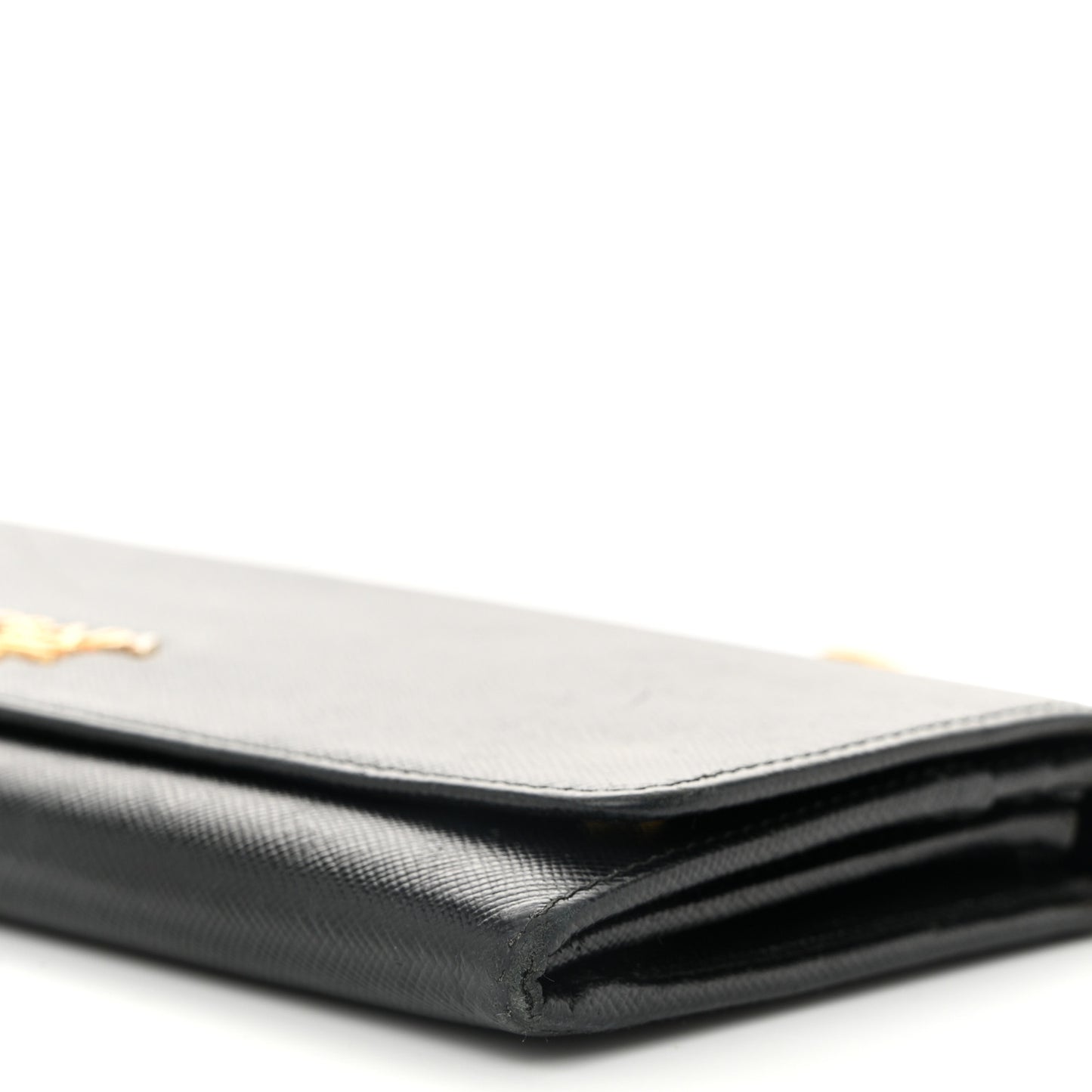 Saffiano Metal Oro Chain Wallet Black