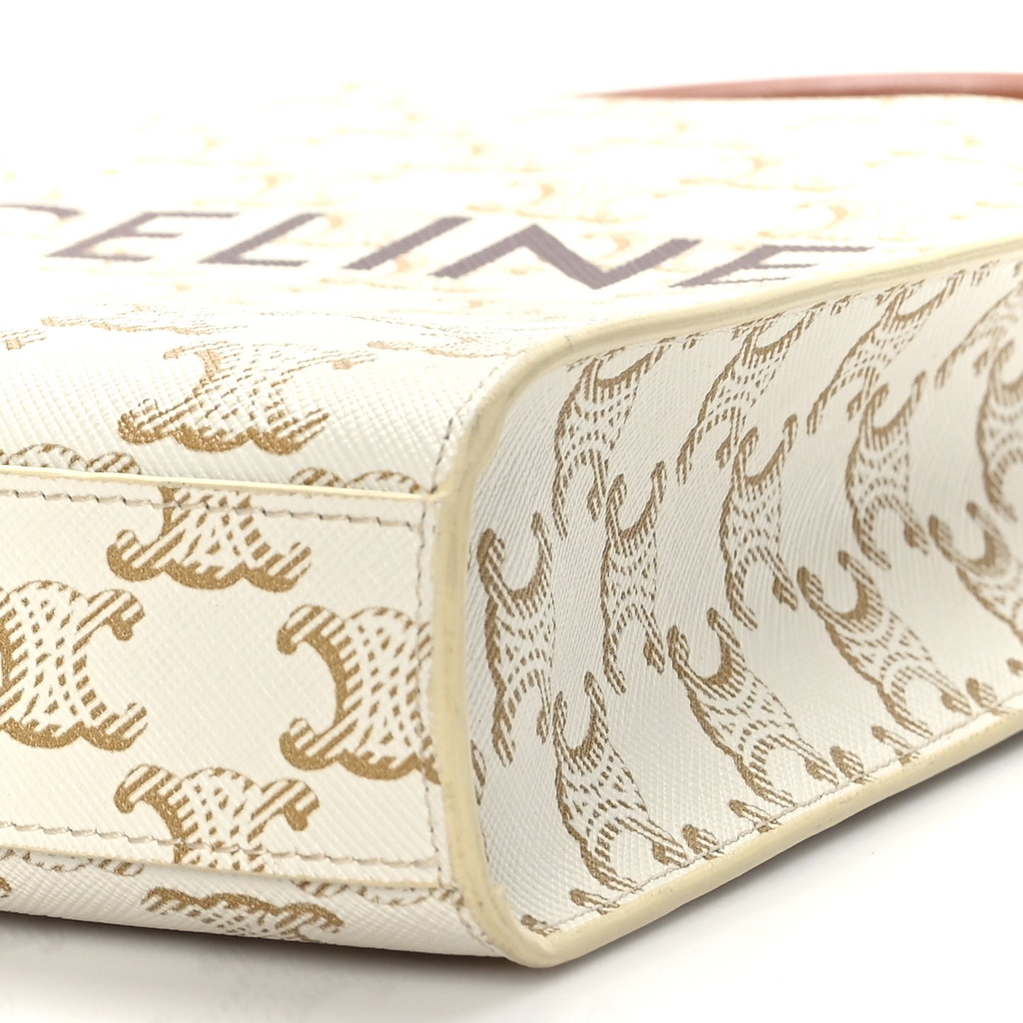 Triomphe Canvas Calfskin Mini Vertical Cabas White