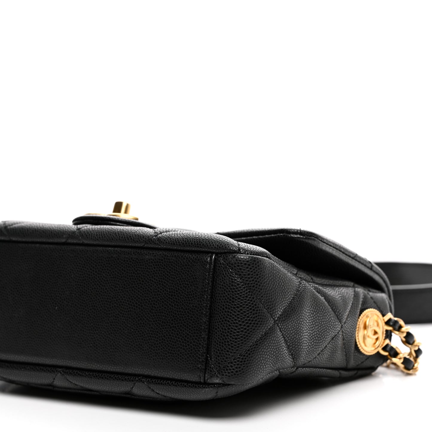Caviar Quilted Small Twist Your Buttons Flap Black