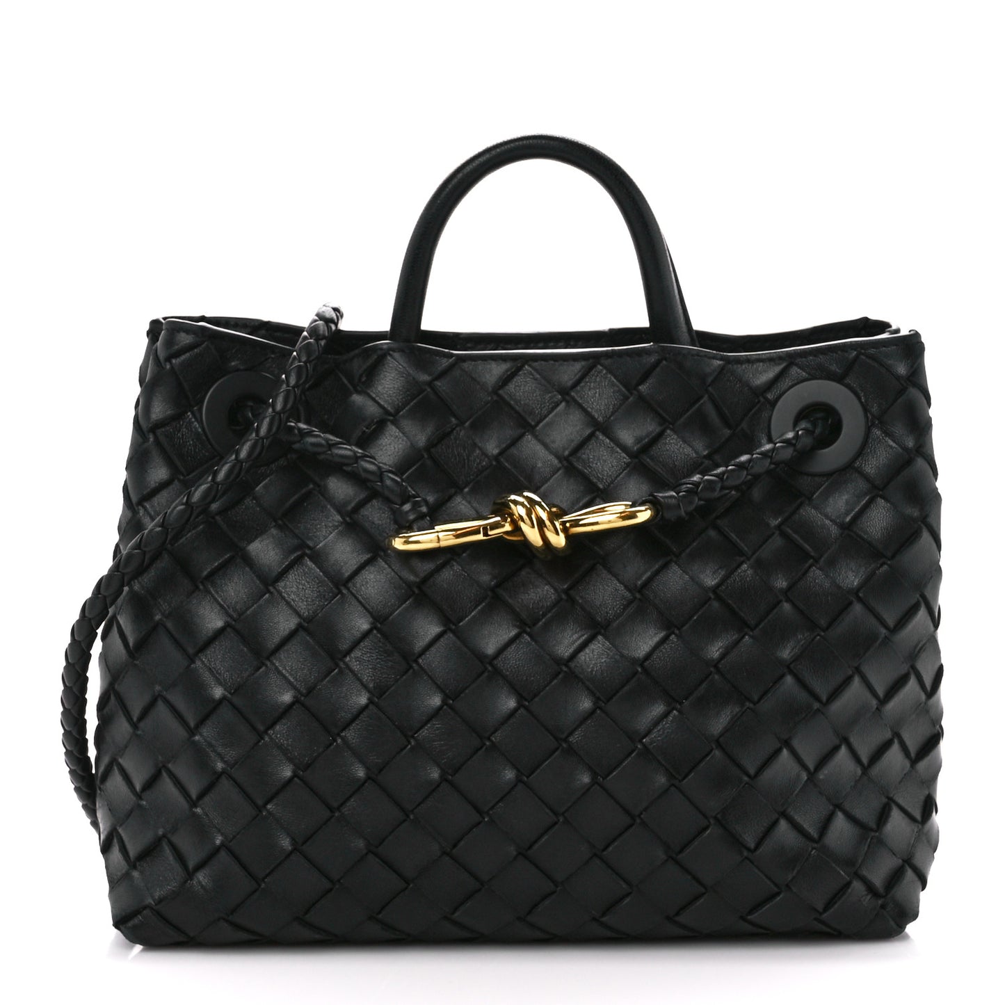 Nappa Intrecciato Small Andiamo Shoulder Bag Black