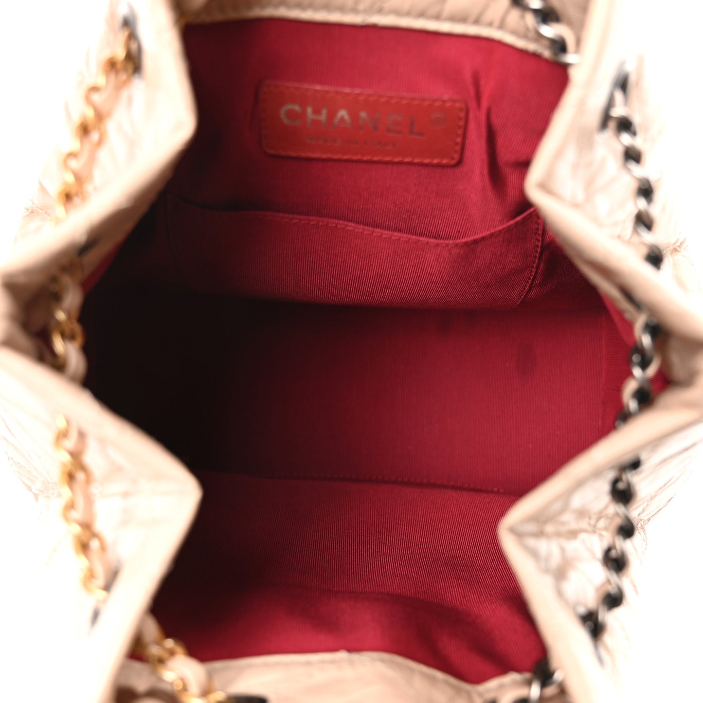 Aged Calfskin Quilted Small Gabrielle Backpack Beige Black