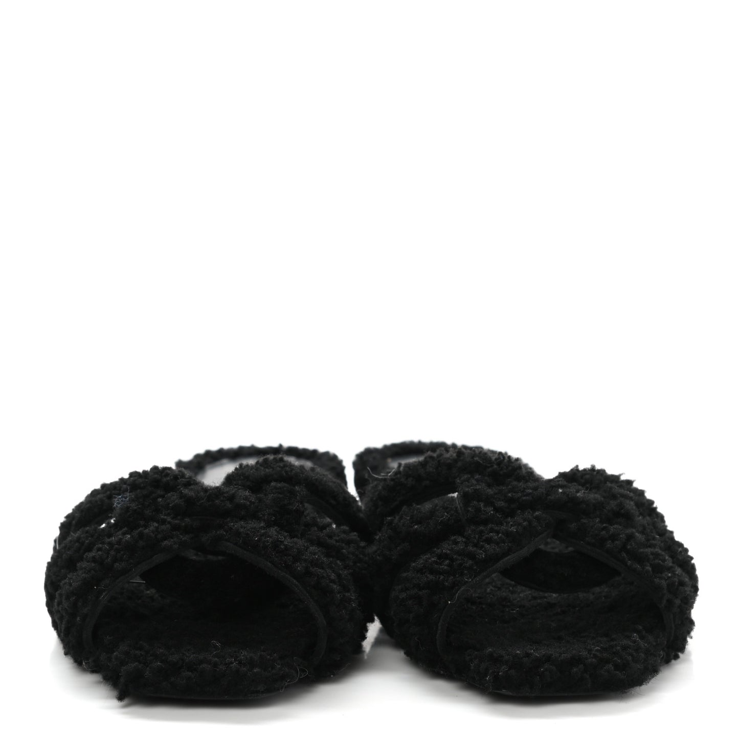 Shearling Tribute Flat Mules 37.5 black