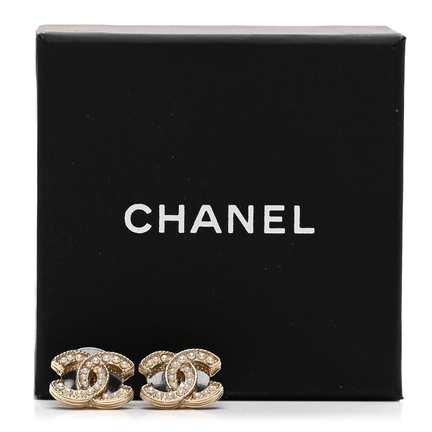 Crystal Pearl CC Earrings Gold