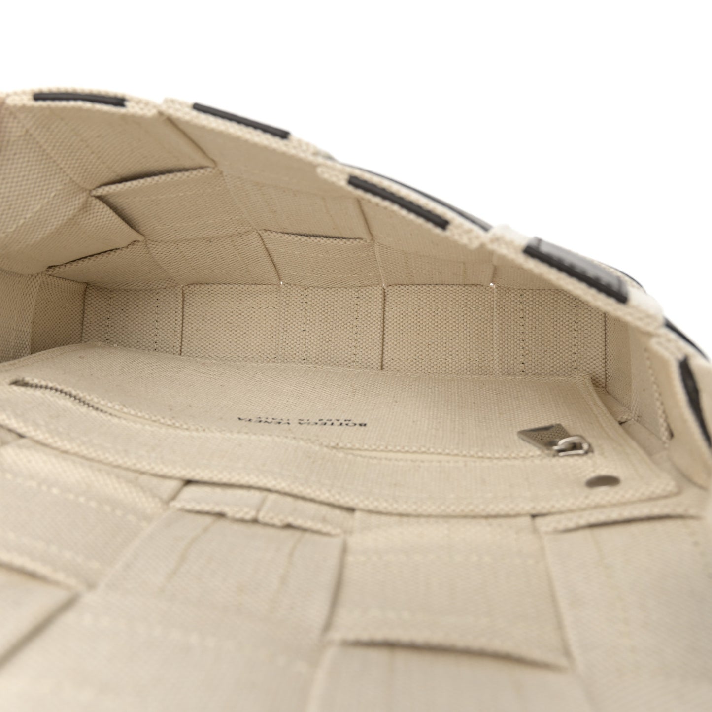 Canvas Nappa Maxi Intrecciato Cassette Crossbody Bag Natural Fondant