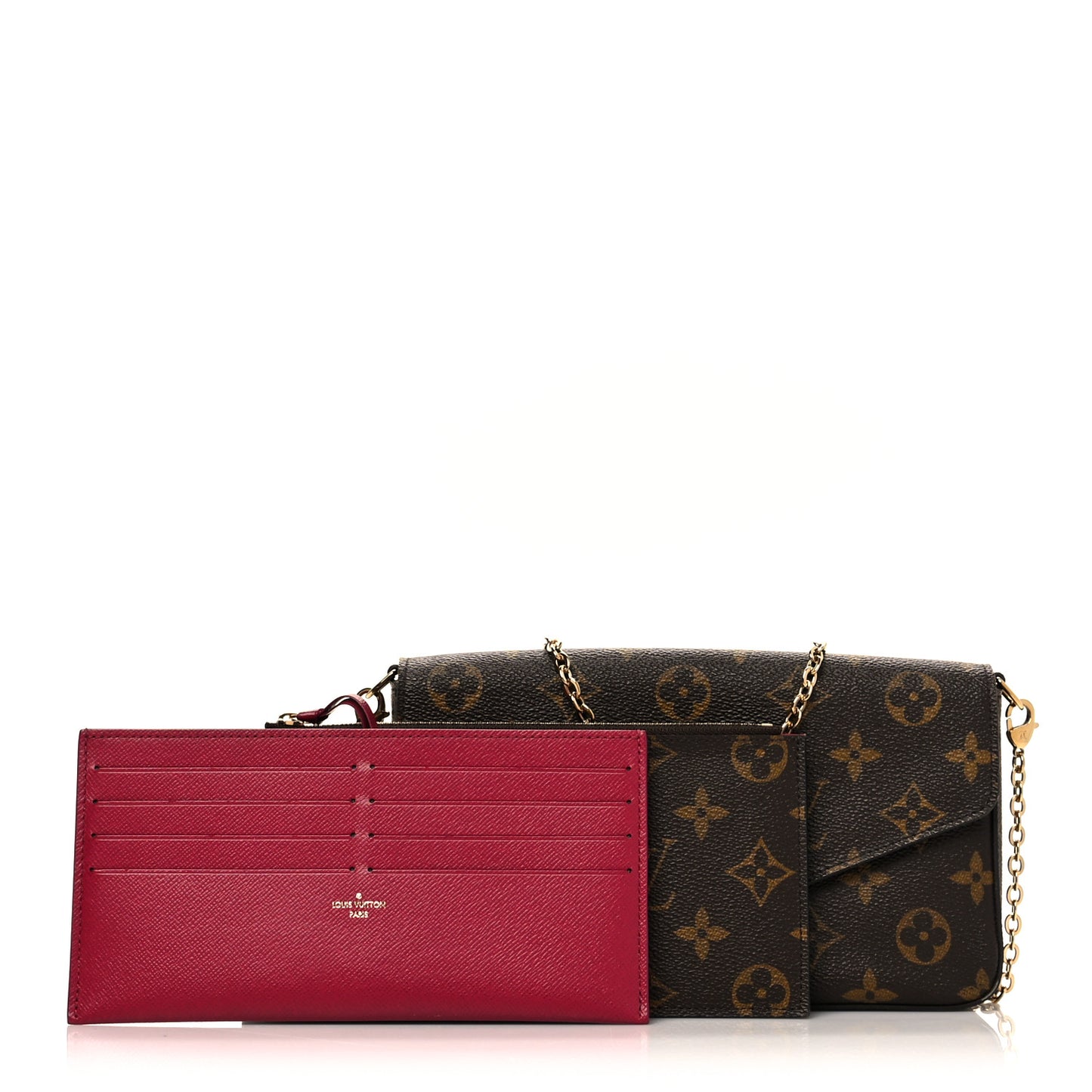 Monogram Pochette Felicie Chain Wallet Fuchsia