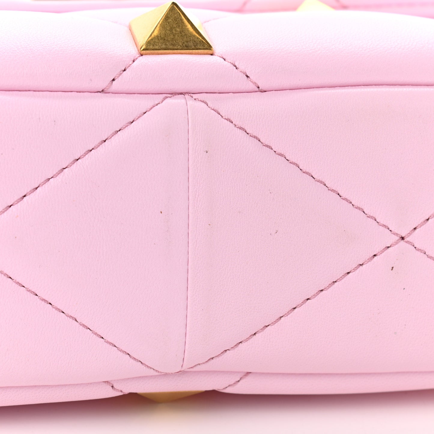 Nappa Medium Roman Stud Shoulder Bag Pink Borealis
