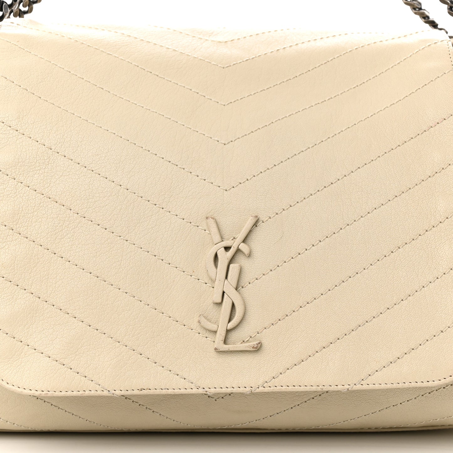 Vintage Lambskin Chevron Monogram Large Nolita Crema Soft
