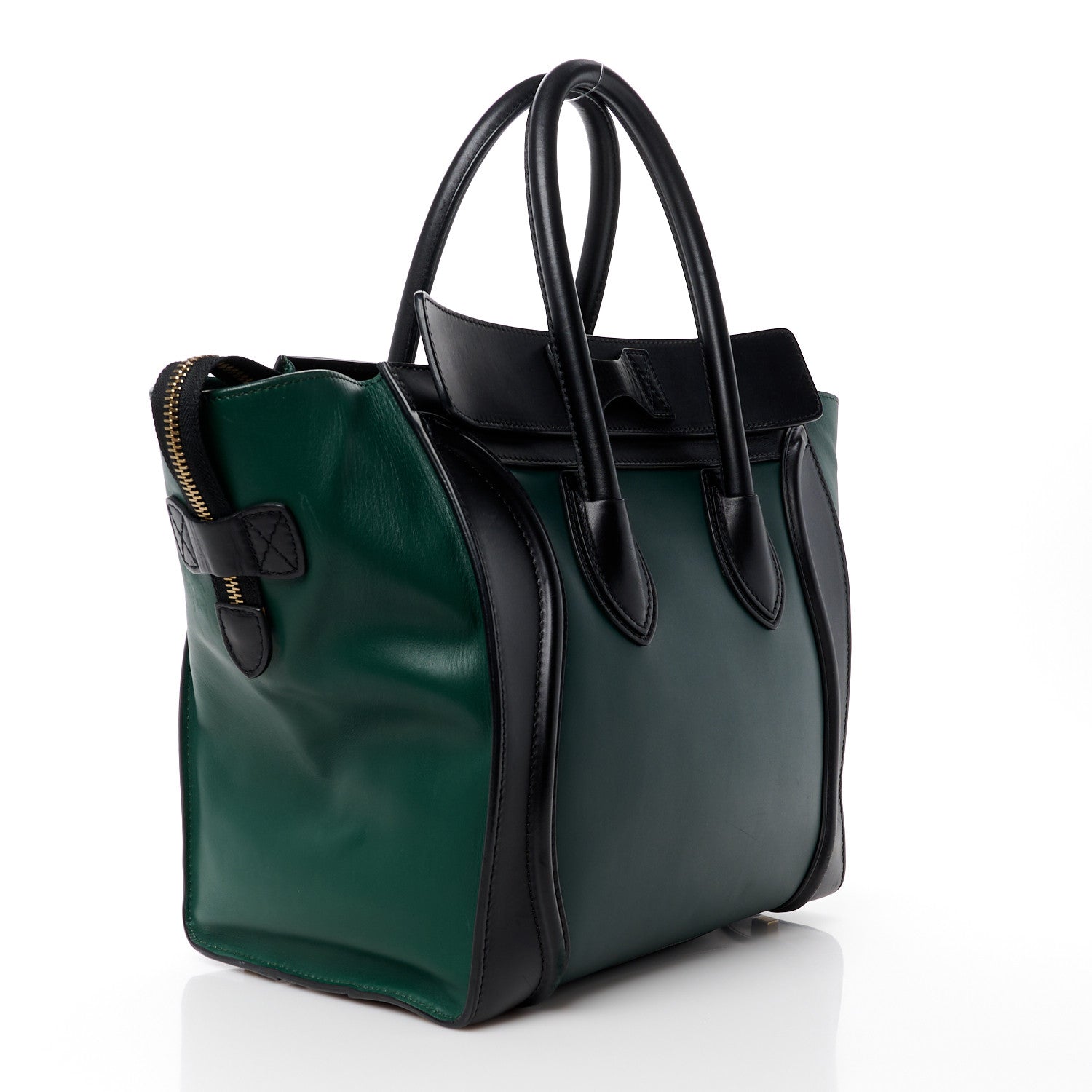 Celine Smooth Calfskin Mini Bi-Color Luggage Forest Black 3 of 13
