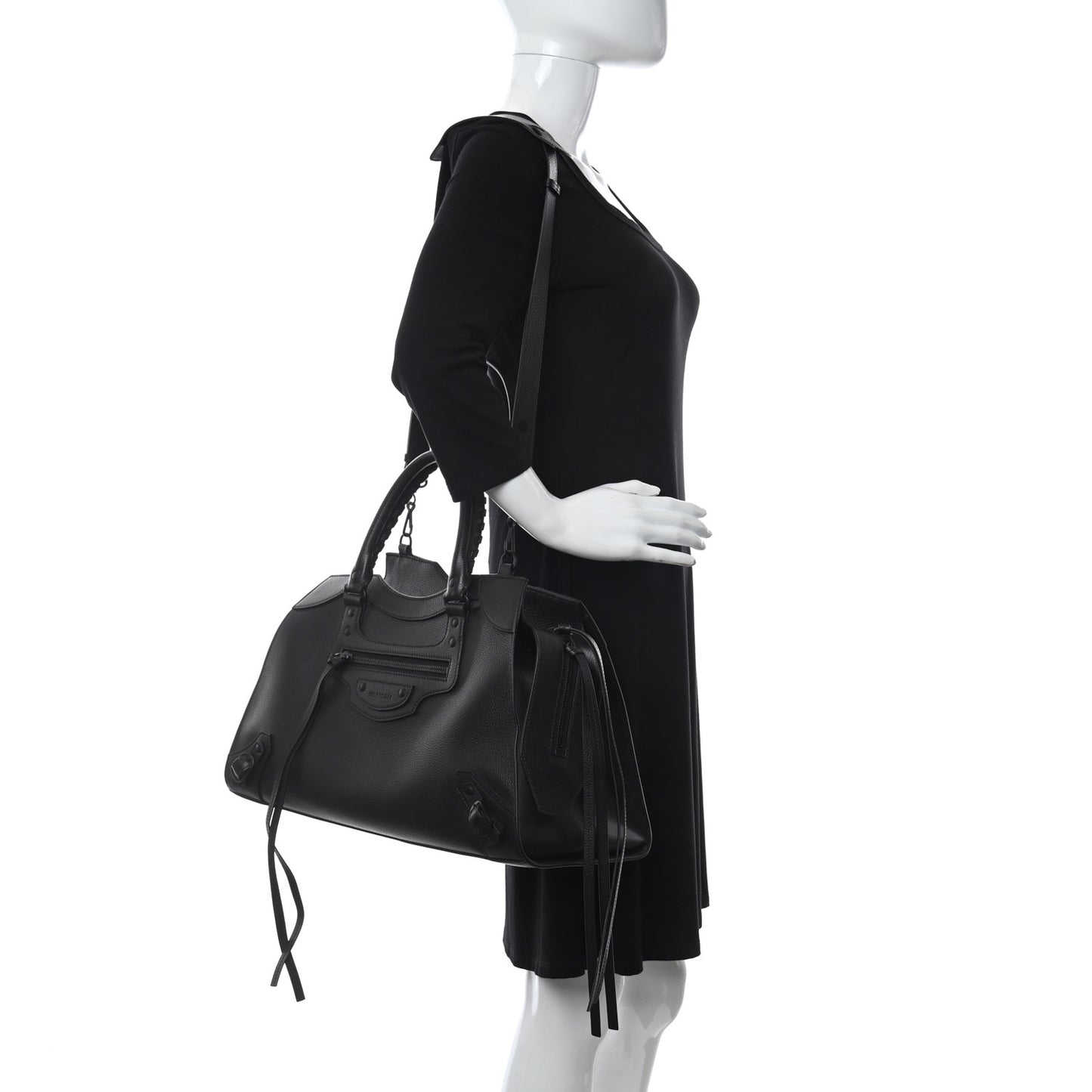 Grained Calfskin Neo Classic Gold Hardware Medium City Black