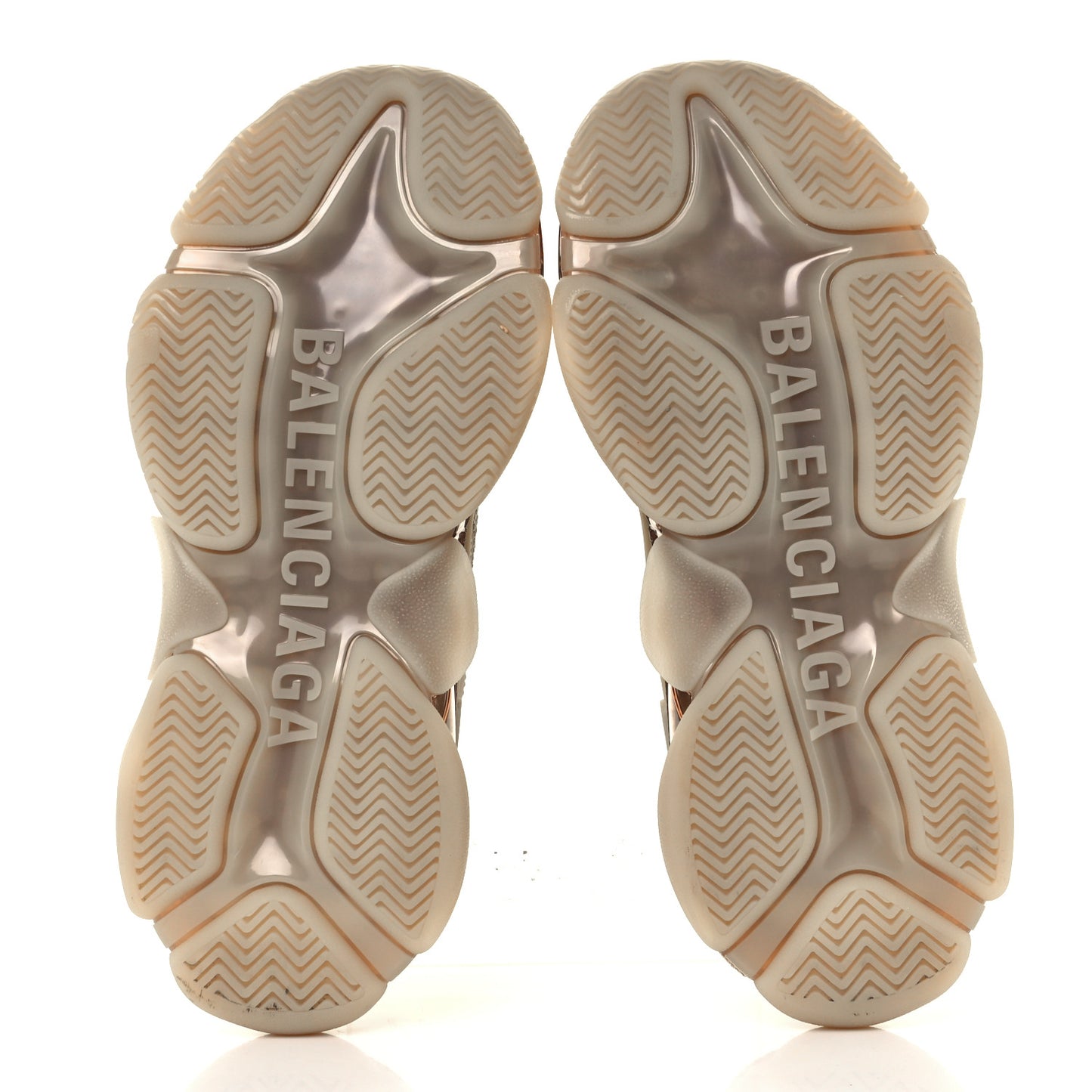 Fabric Mesh Clear Sole Womens Triple S Sneakers 39 Beige