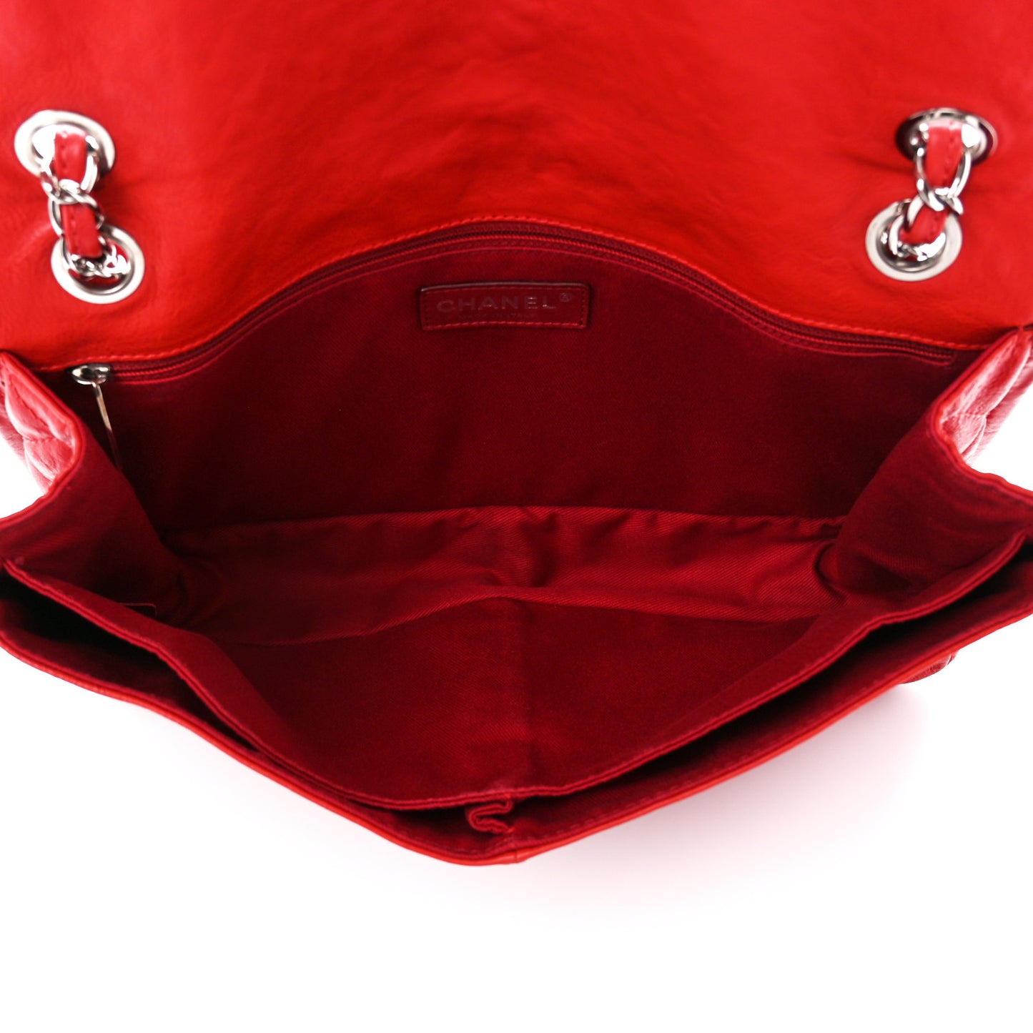 Grained Calfskin Medium Natural Beauty Flap Red