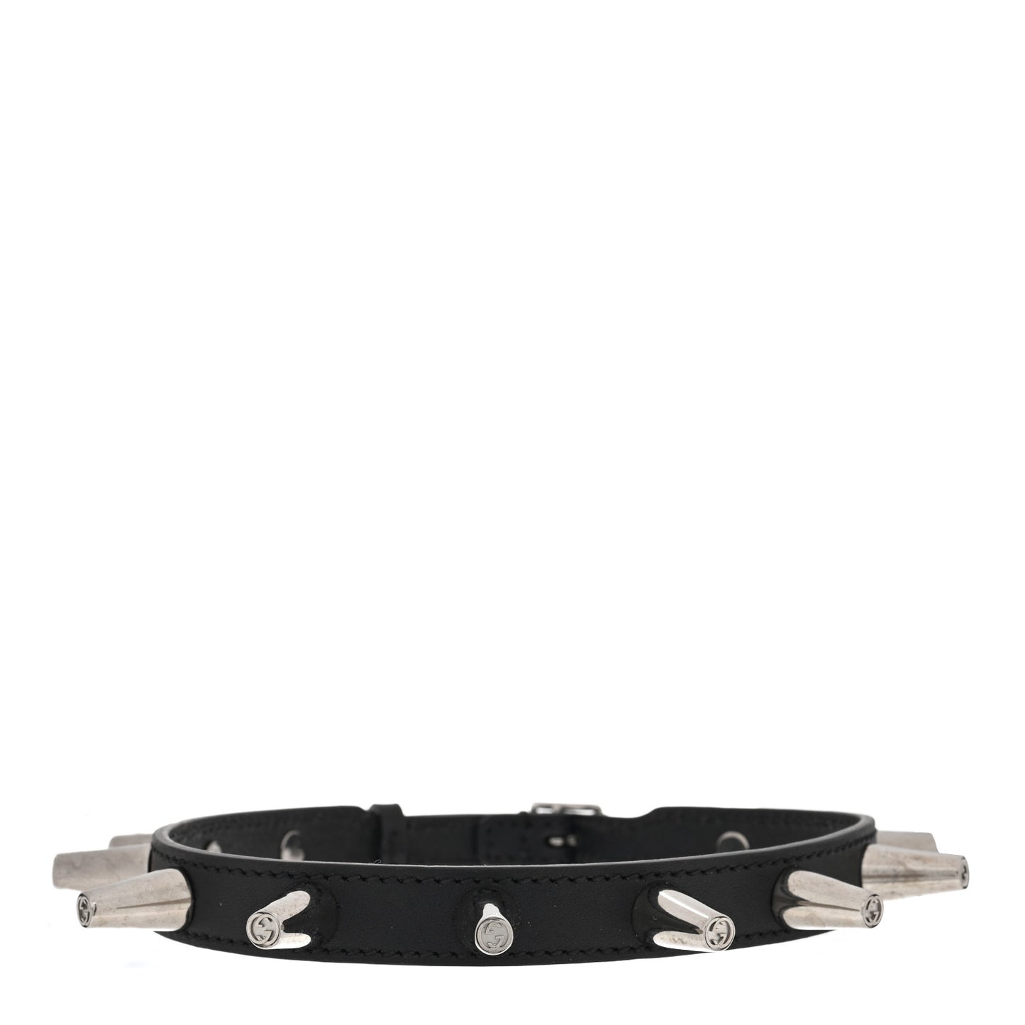 Calfskin Metal Studded Spike Choker Black