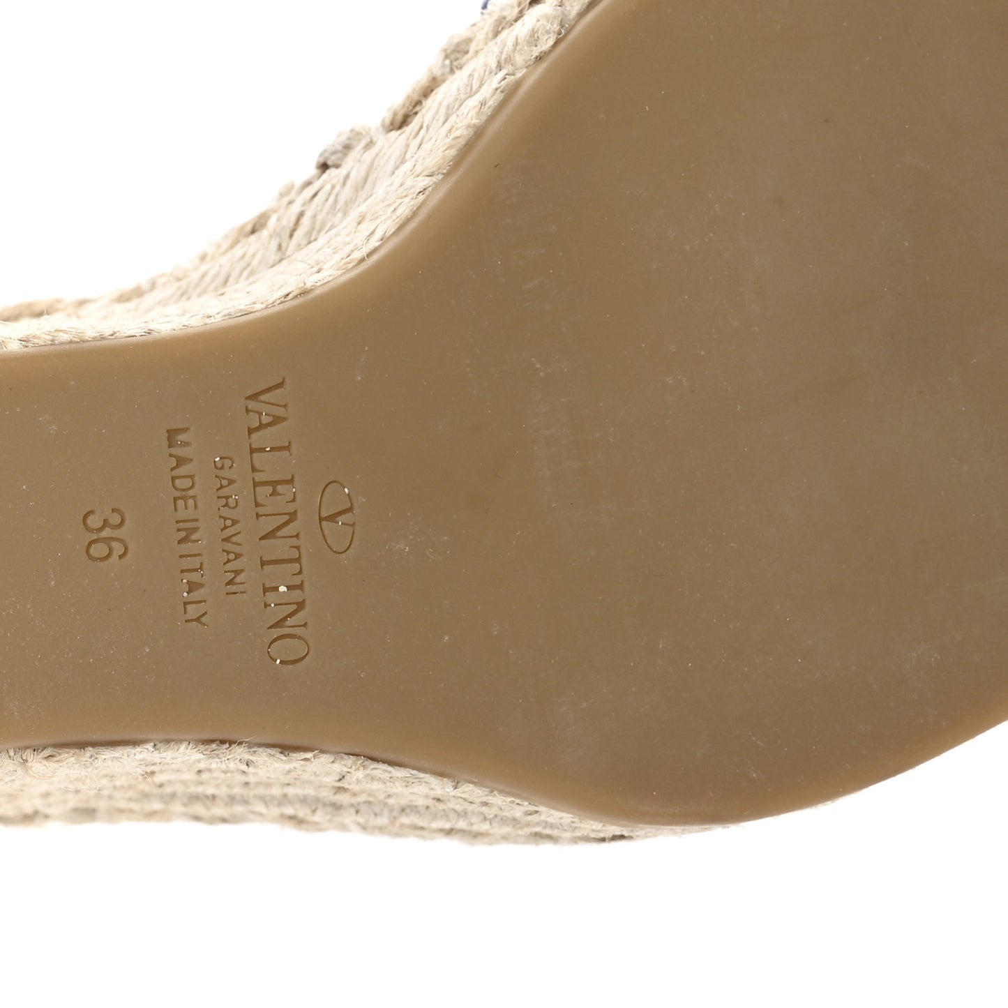 Grained Calfskin Rockstud Ankle Strap Espadrille Wedge Sandals 36 Baltique