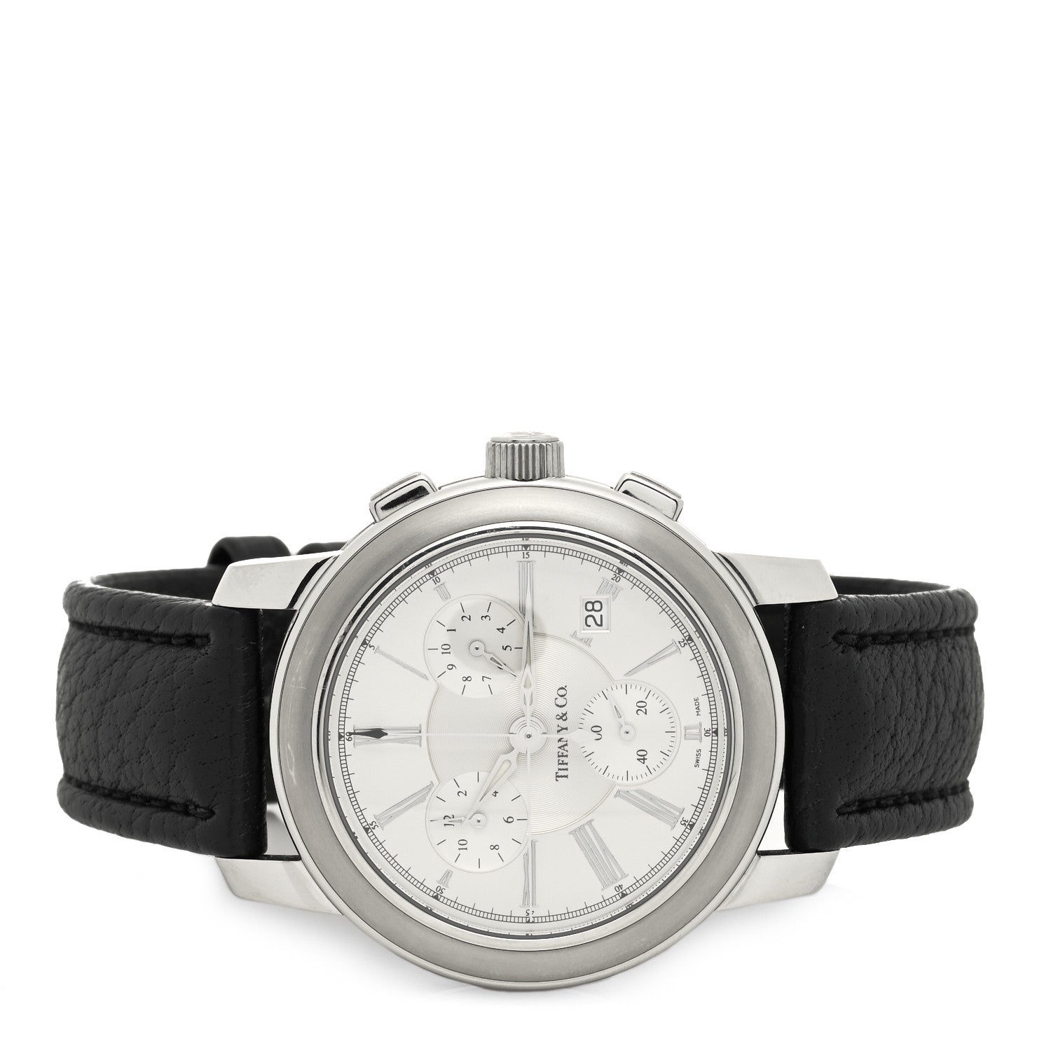 Tiffany Stainless Steel Alligator 39mm Mark Coupe Chronograph Quartz Watch 2 of 5