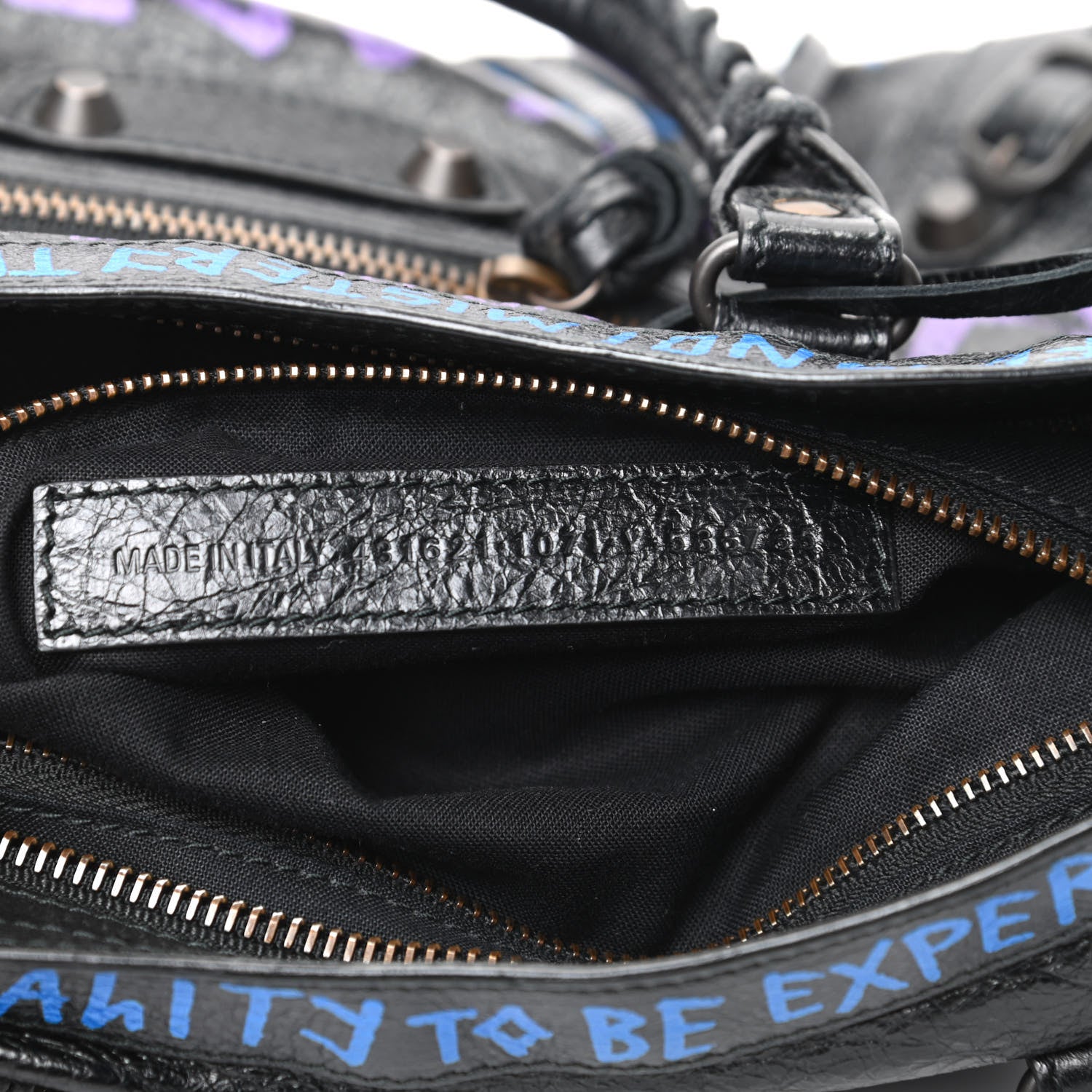 Balenciaga Agneau Arena Graffiti All Over Classic Hardware S City Black Bleu Violet 7 of 9