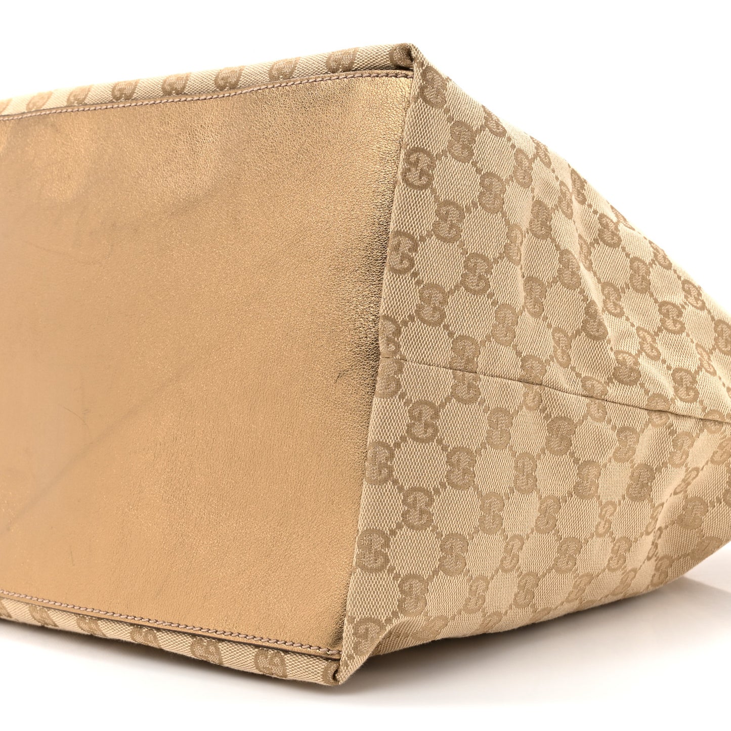 GG Monogram Large Web Handle Bucket Tote Gold