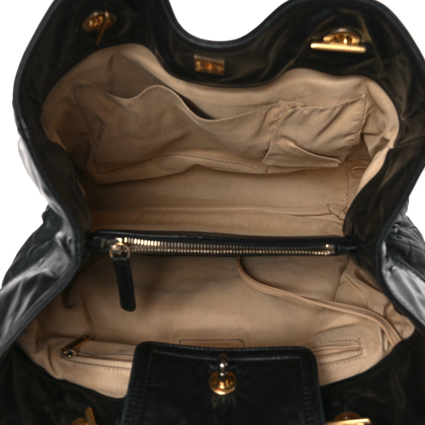 Iridescent Calfskin Quilted Large In The Mix Tote Black