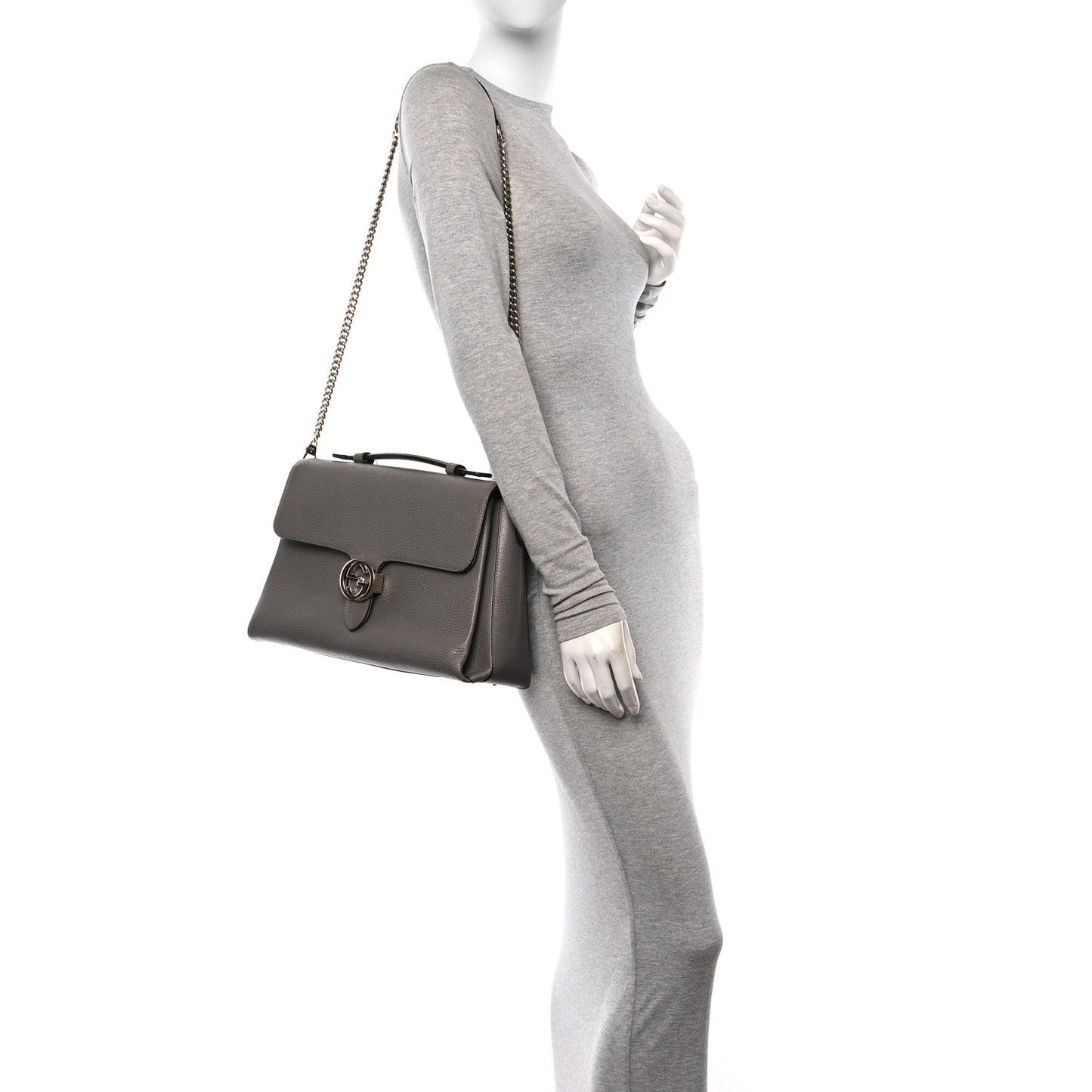 Dollar Calfskin Medium Interlocking G Top Handle Shoulder Bag Loess