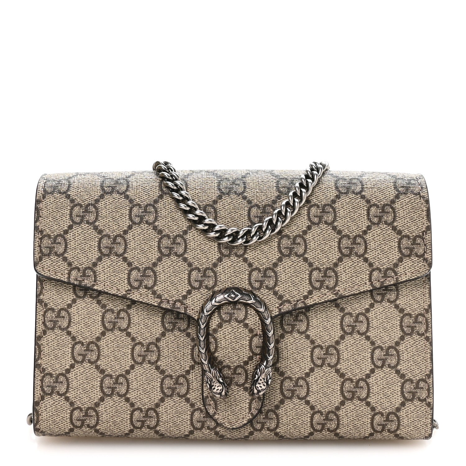 Gucci GG Supreme Monogram Mini Dionysus Chain Wallet Beige Taupe