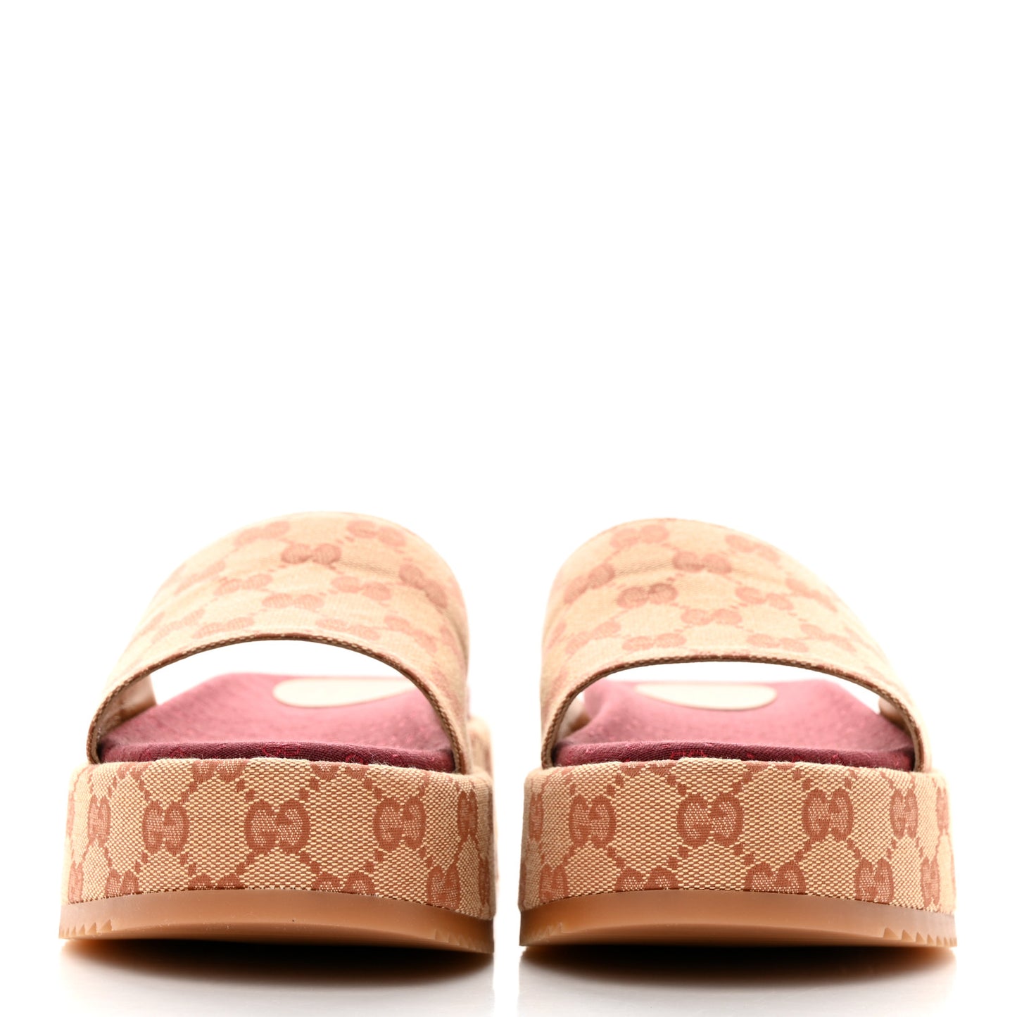 Canvas GG Monogram Angelina Platform Slide Sandals 39.5 Beige Ruggine