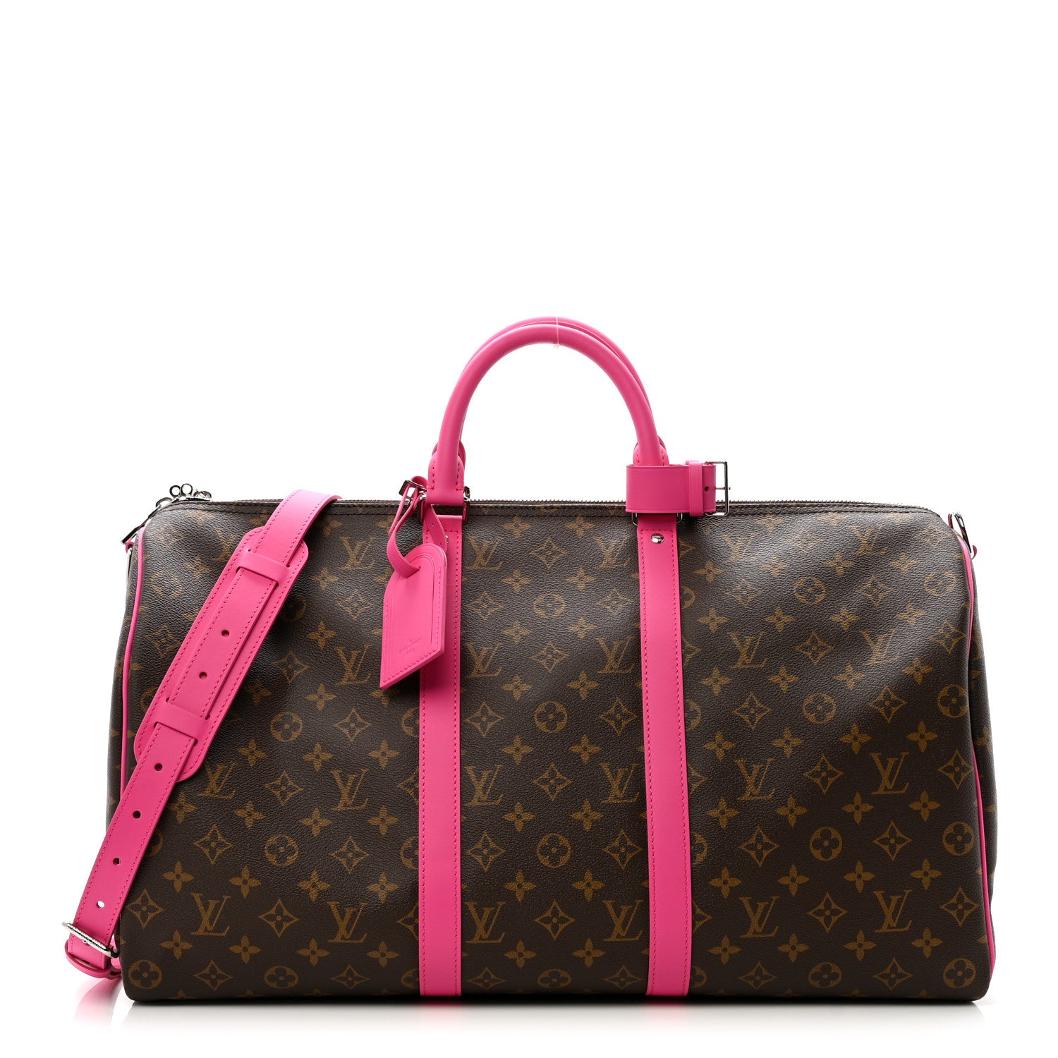 LOUIS VUITTON ピンク ケース Louis Vuitton Monogram Macassar Keepall Bandouliere 50 Fuchsia