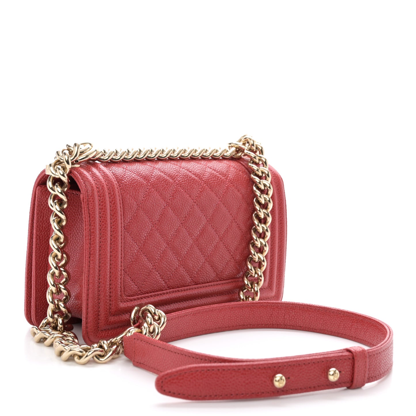 Caviar Quilted Small Boy Flap Red
