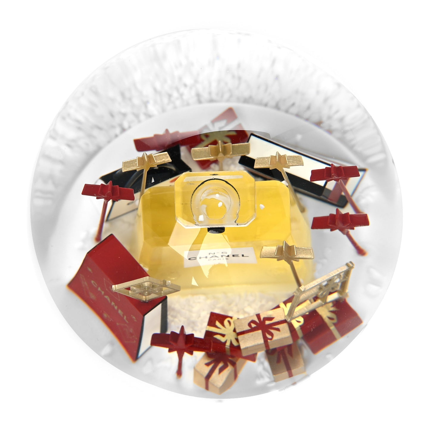 Glass N°5 Perfume Bottle Snow Globe Red